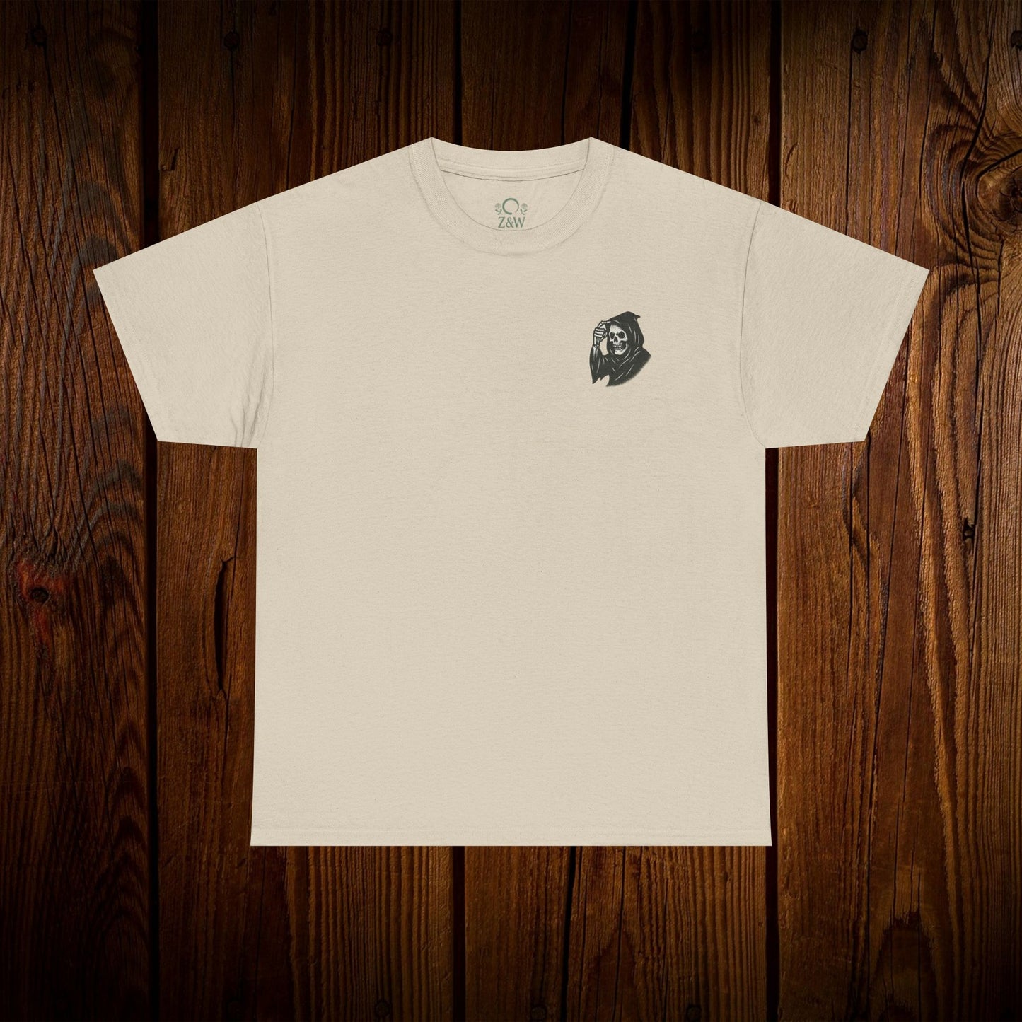 Spooky Halloween Graphic Tee - Unisex Cotton Shirt in cream color featuring a unique ghost print perfect for casual wear.