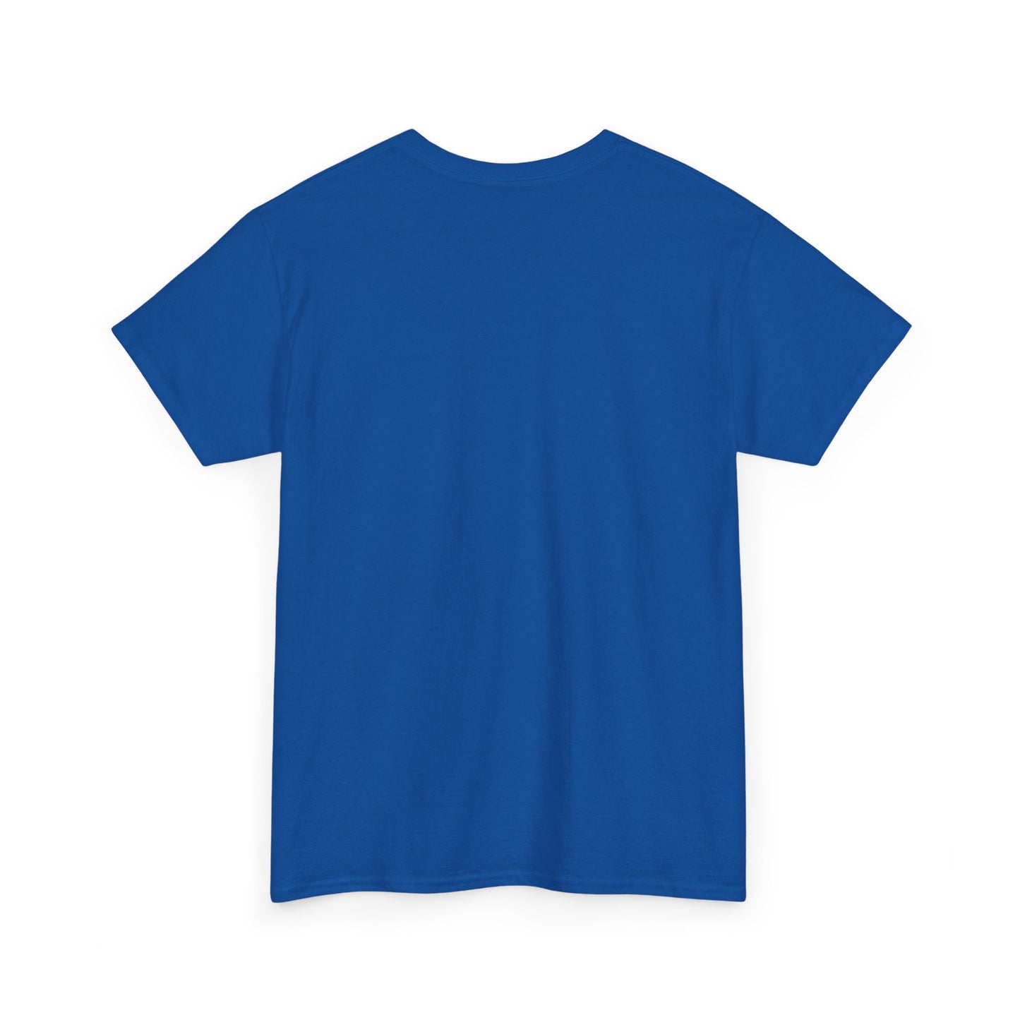 Back view of the True Crime & Moonshine Unisex Graphic Tee in blue, emphasizing its comfortable design and suitability for everyday wear.