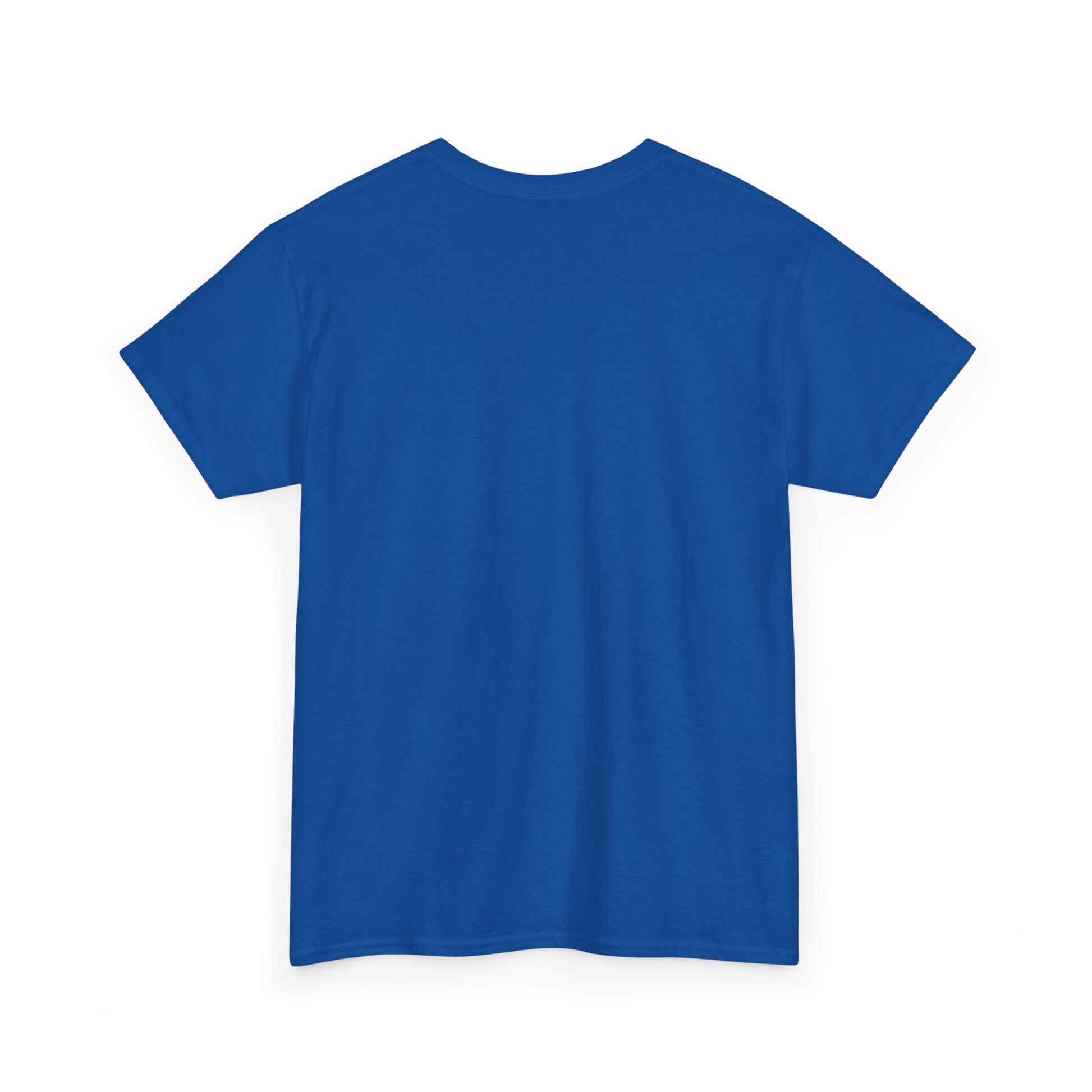 Back view of the True Crime & Moonshine Unisex Graphic Tee in blue, emphasizing its comfortable design and suitability for everyday wear.
