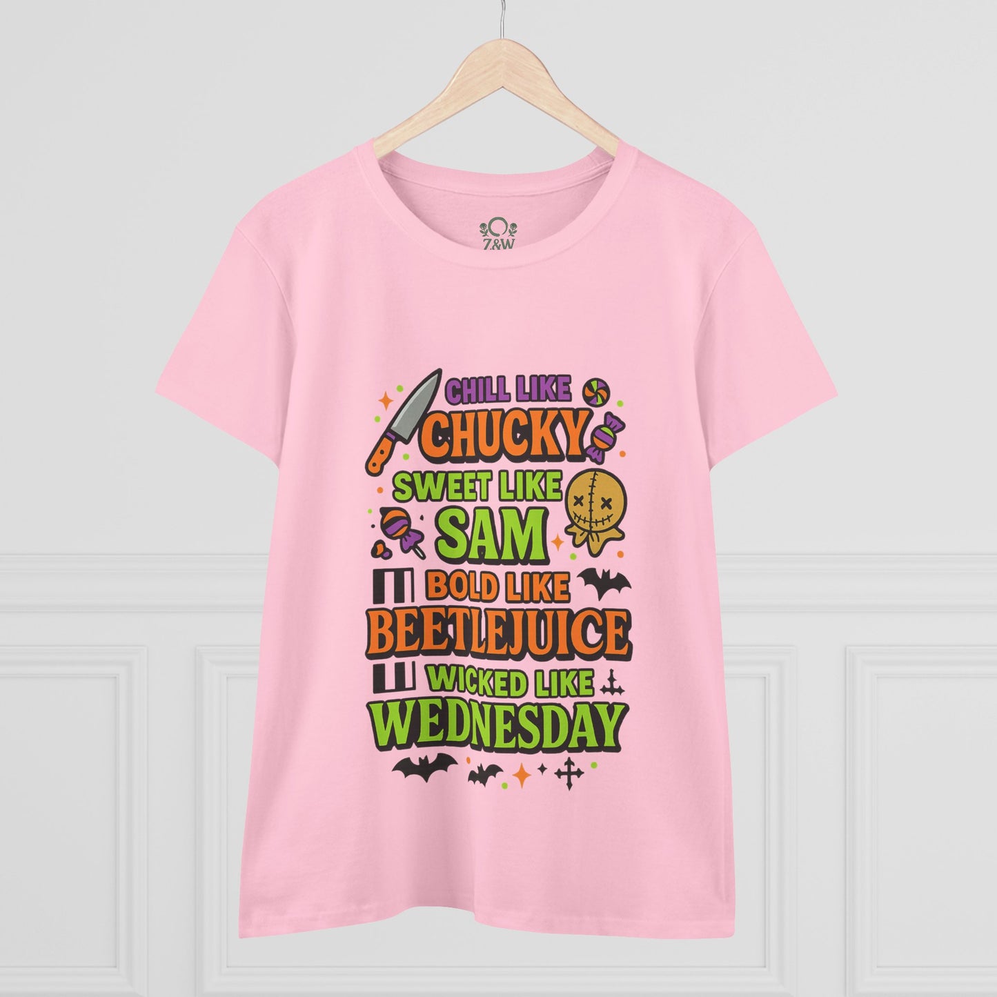 Spooktacular Horror Tee: Chill Like Chucky, Sweet Like Sam, Beetlejuice, Wednesday Addams, Halloween Shirt, Horror Fan Gift