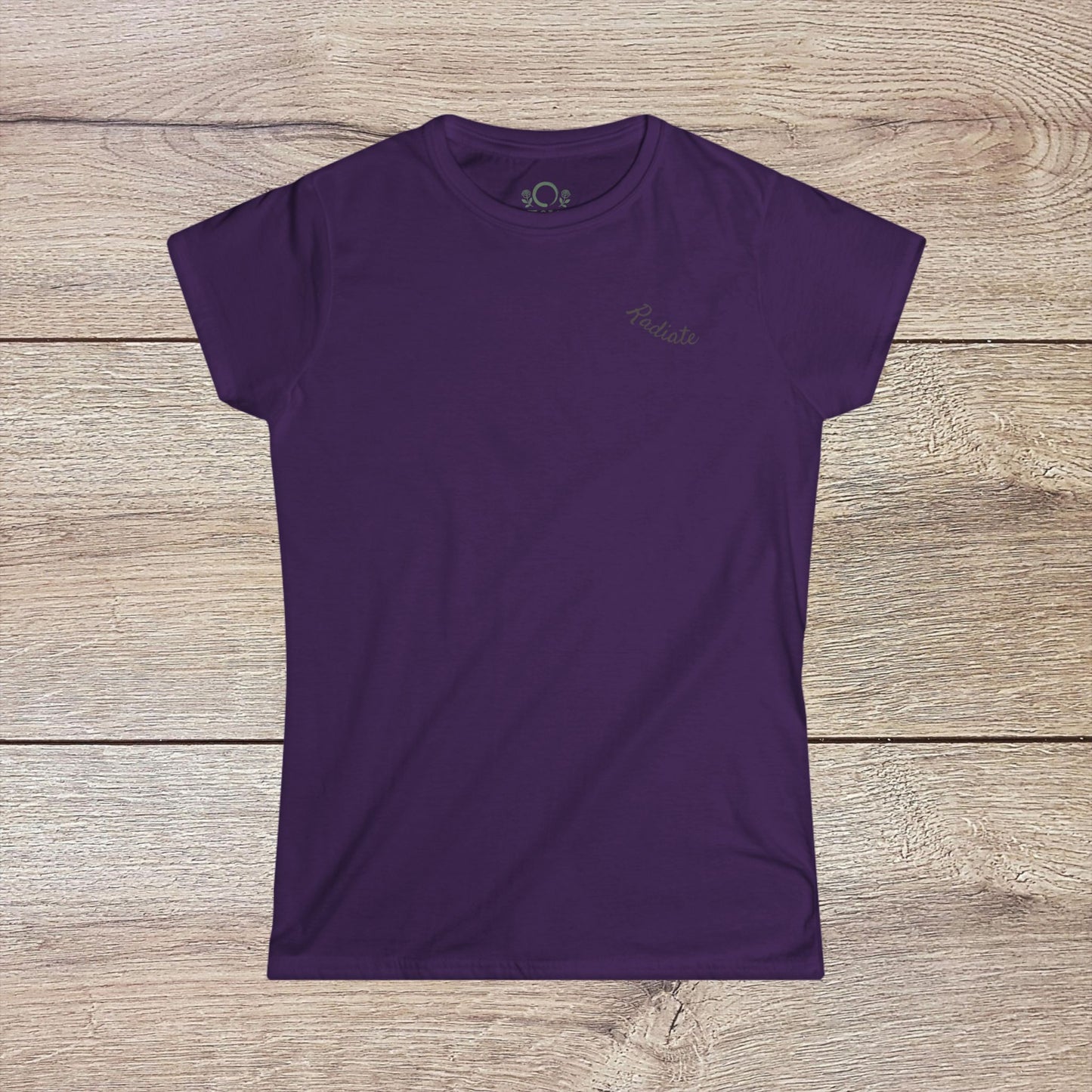Eco-Friendly Align Tee in deep purple featuring ribbed collar and custom embroidery option.