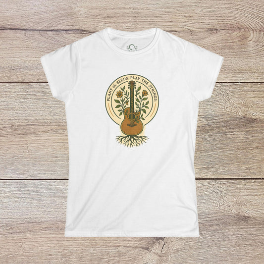 Cozy Plant Guitar Sweatshirt with Kangaroo Pocket and Adjustable Hood - Ethically Made featuring a whimsical design of a guitar entwined with plants on a white background.