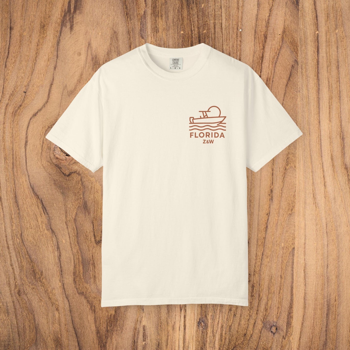 Unisex Florida Graphic Tee in off-white, crafted from garment-dyed soft US cotton, perfect for comfortable casual wear, available in sizes S to 4XL.