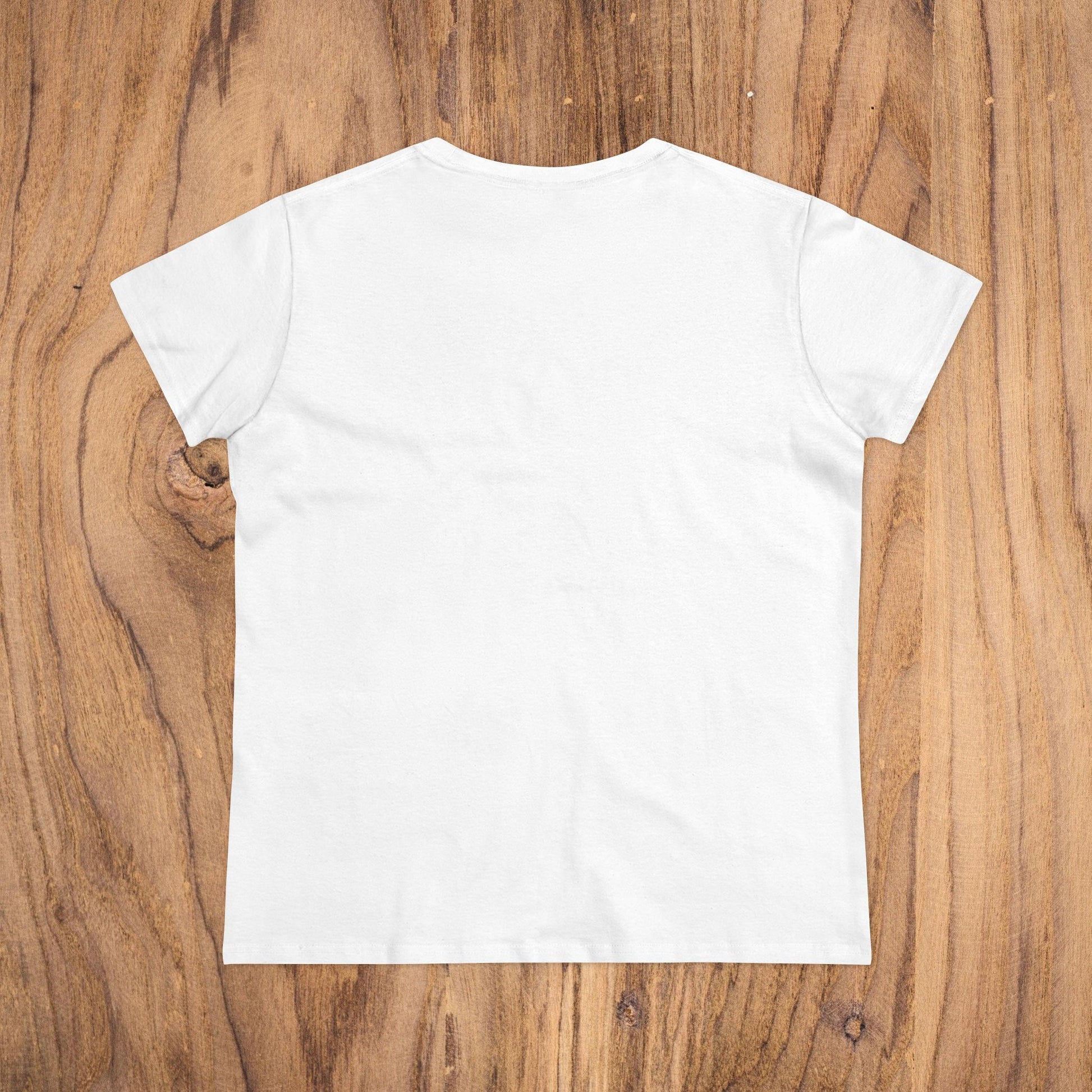 Back view of the Sunflower & Butterflies Cotton Tee for Women, showcasing a blank white design ideal for customization.