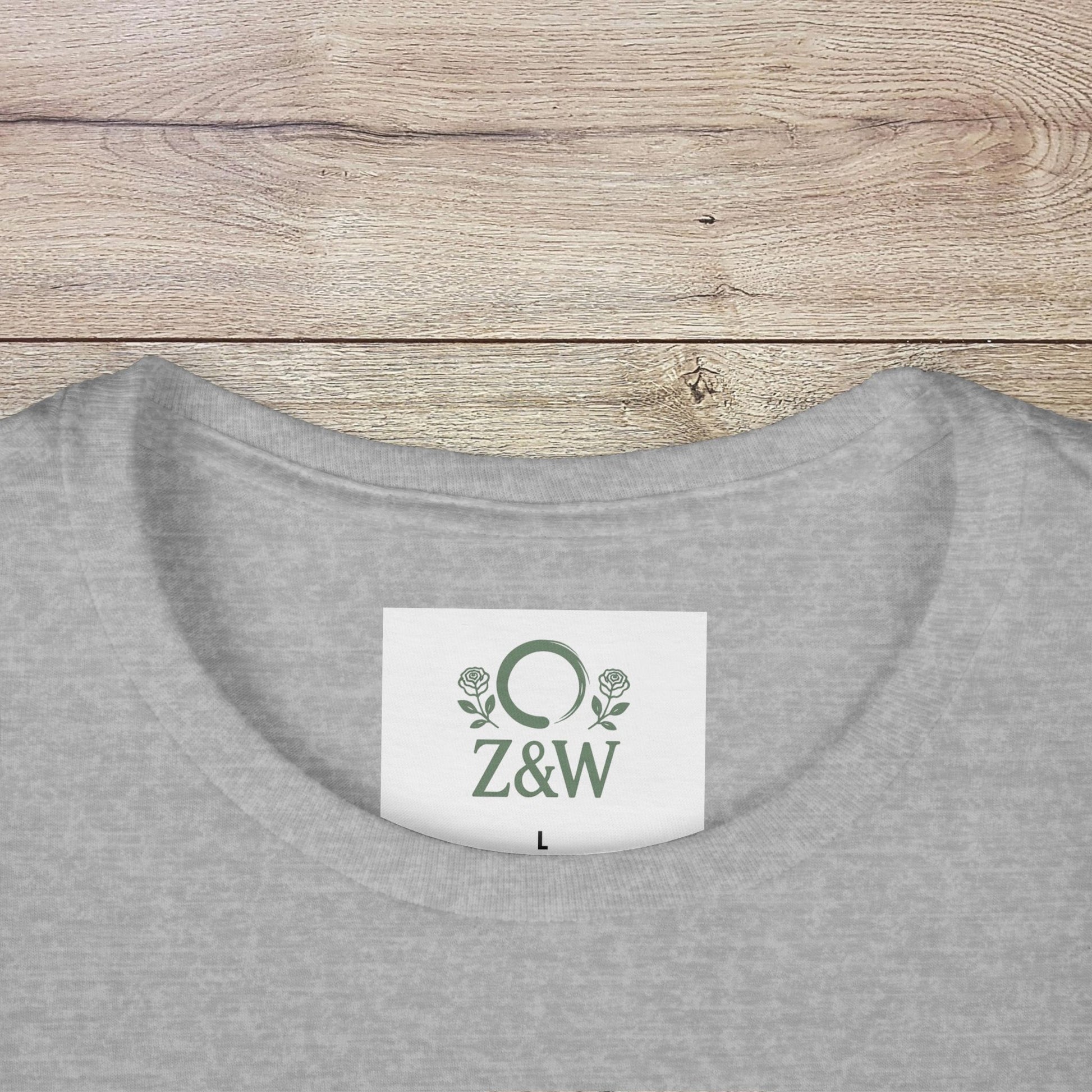 Close-up view of a Sippin' Through The Seasons Slim Fit Tee collar featuring a tear-away label, highlighting the 100% combed cotton material.