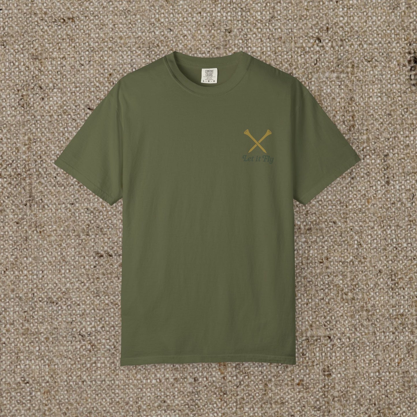 Tee It High Let It Fly Graphic Tee in olive green, featuring a stylish fit and made from durable US cotton for ultimate comfort.
