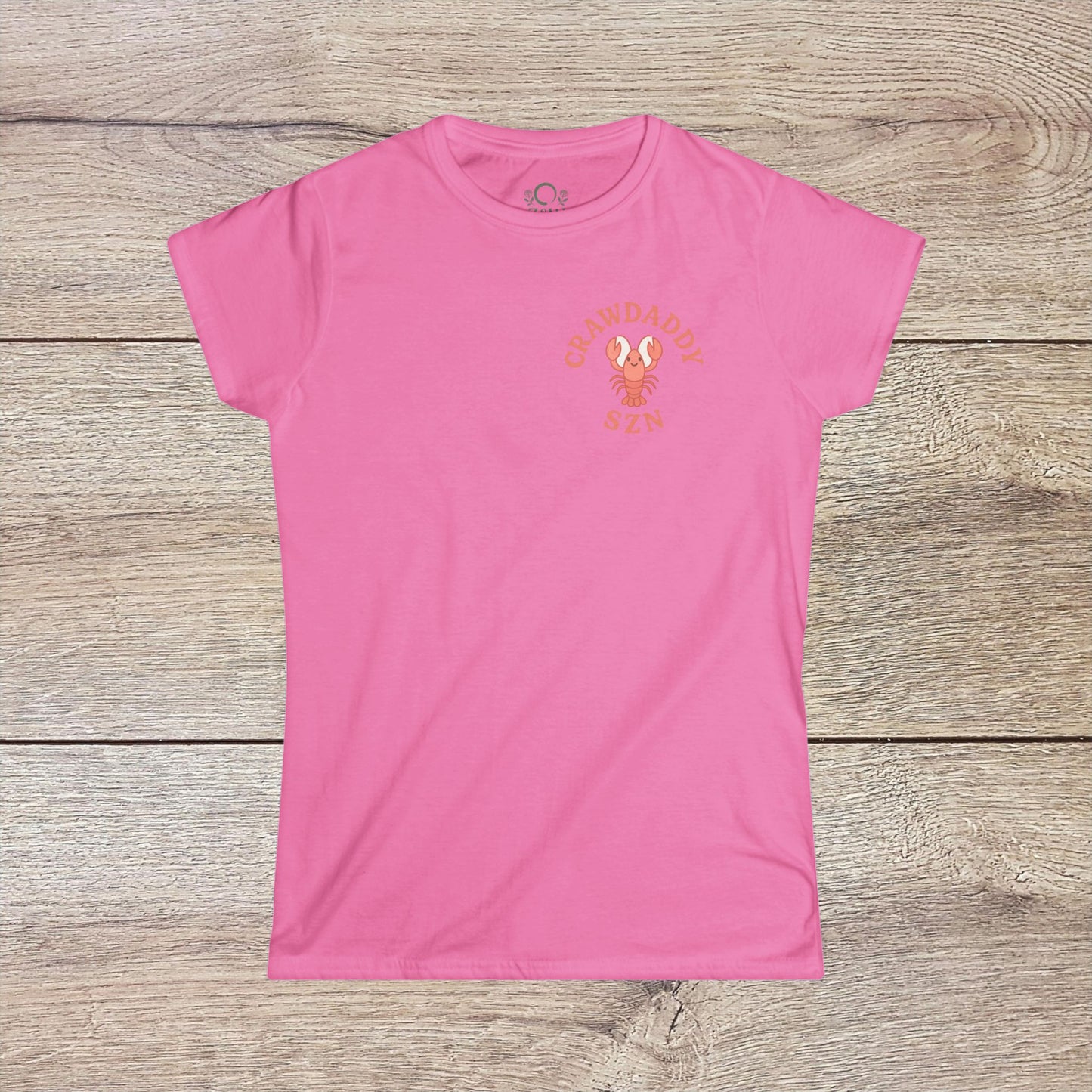 Crawfish Boil Shirt for Women in pink color, featuring 'Crawdaddy SZN' design, perfect for summer festivals and NOLA celebrations.