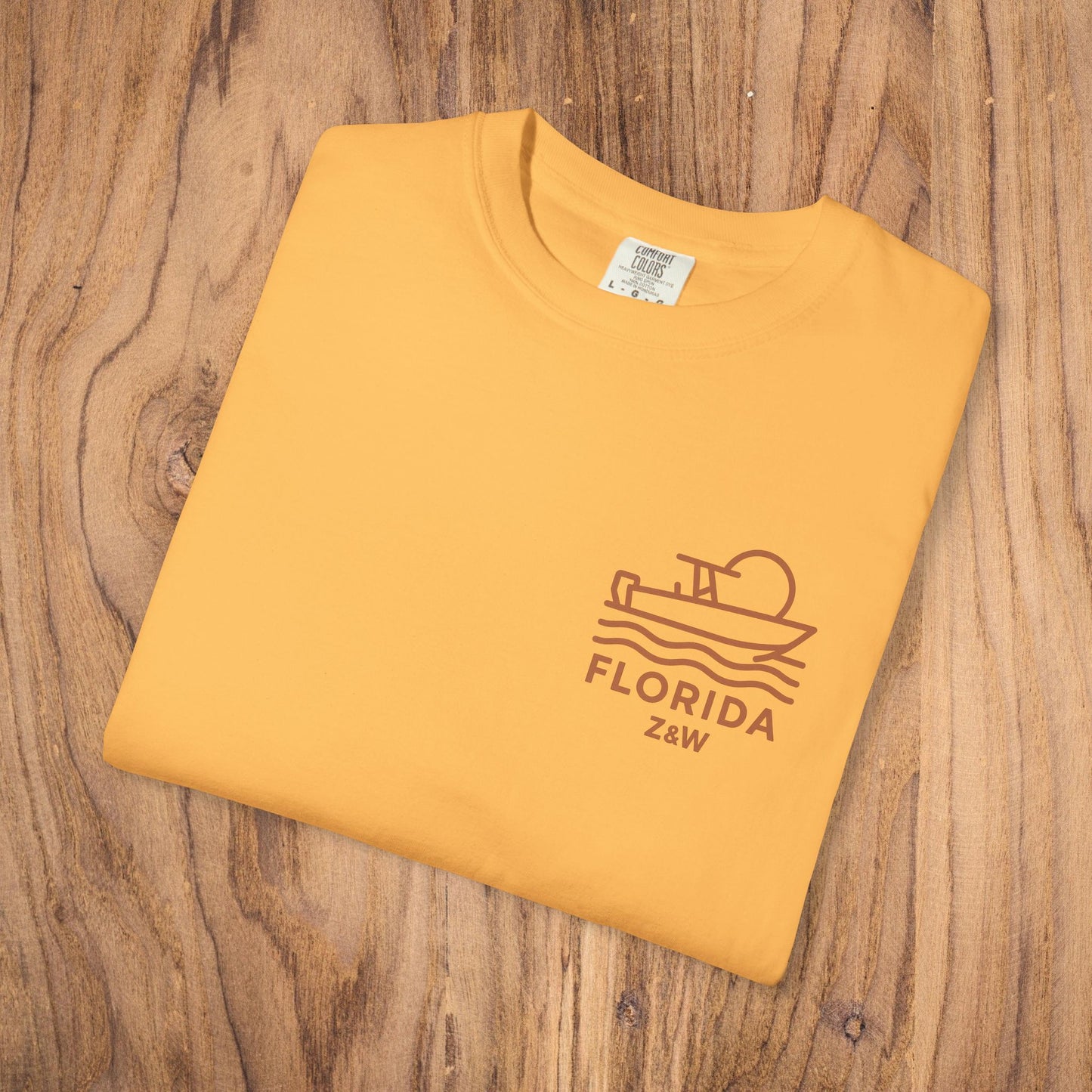 Unisex Florida Graphic Tee in bright yellow, garment-dyed for a unique style, an essential addition to any casual wardrobe.