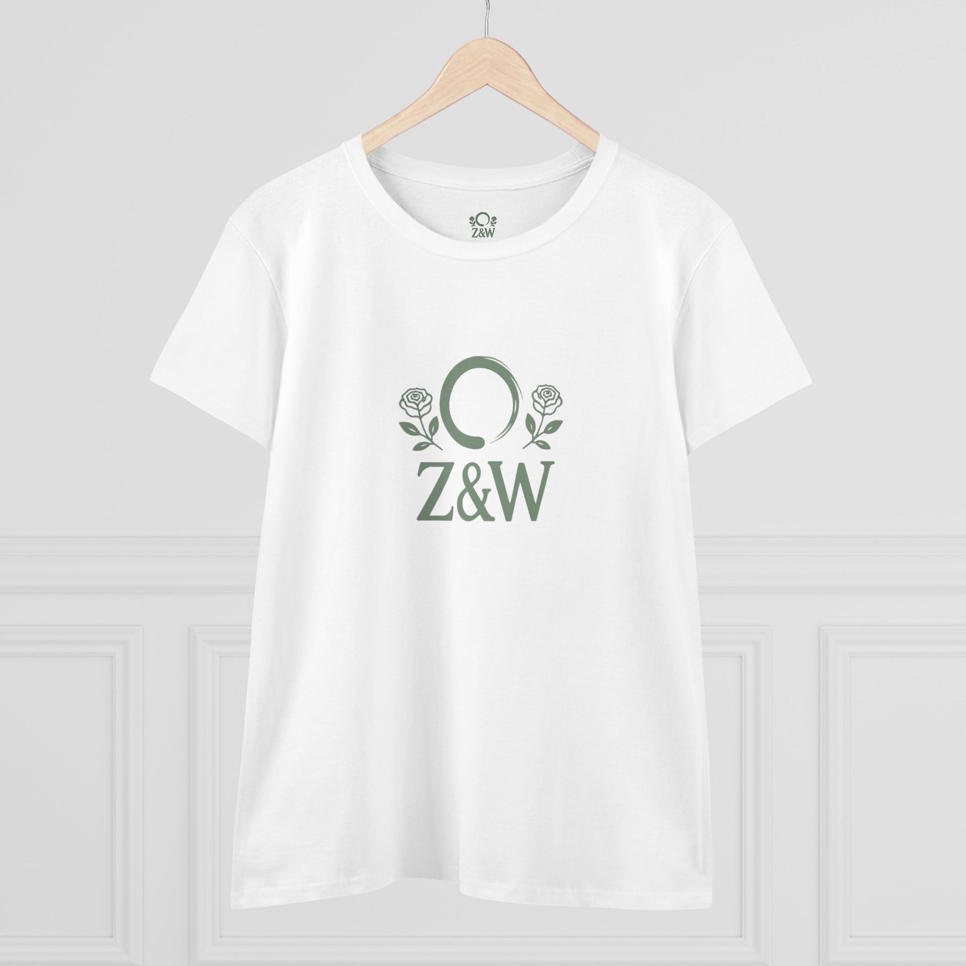 ZenAndWhiskey Classic 100% Cotton Tee displayed on a hanger, showcasing its soft and comfortable fabric in a classic white color.