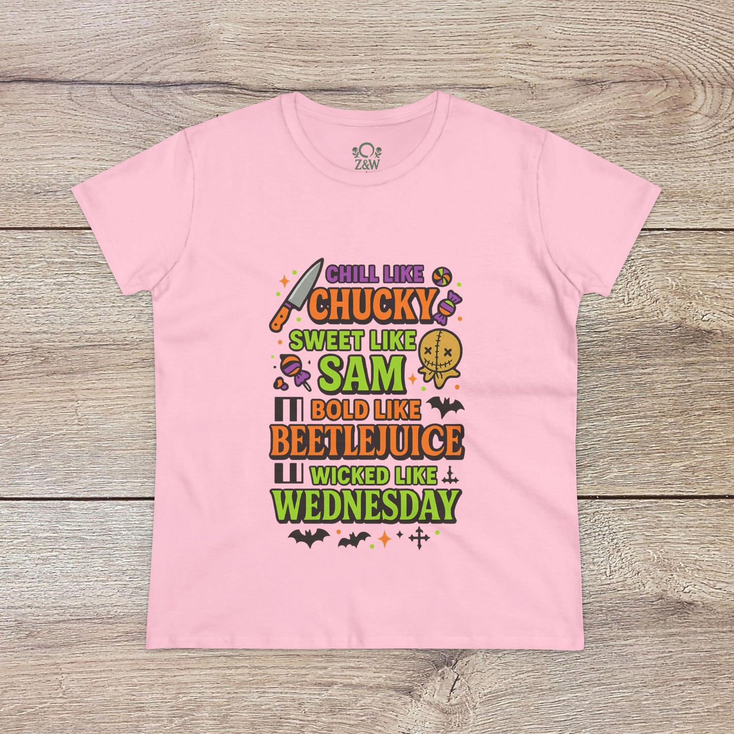 Spooktacular Horror Tee: Chill Like Chucky, Sweet Like Sam, Beetlejuice, Wednesday Addams, Halloween Shirt, Horror Fan Gift