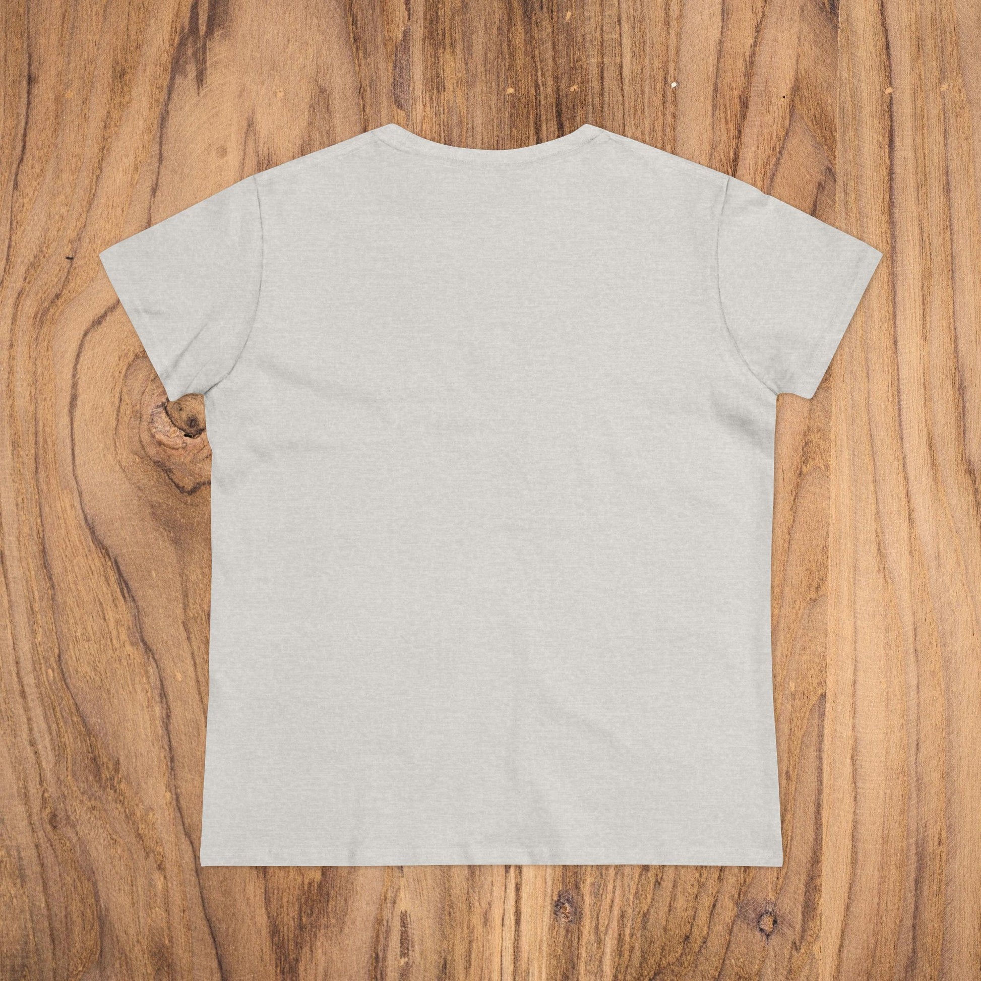 Back view of the Sunflower & Butterflies Cotton Tee for Women in a light gray color, emphasizing a simple yet versatile style suitable for any occasion.