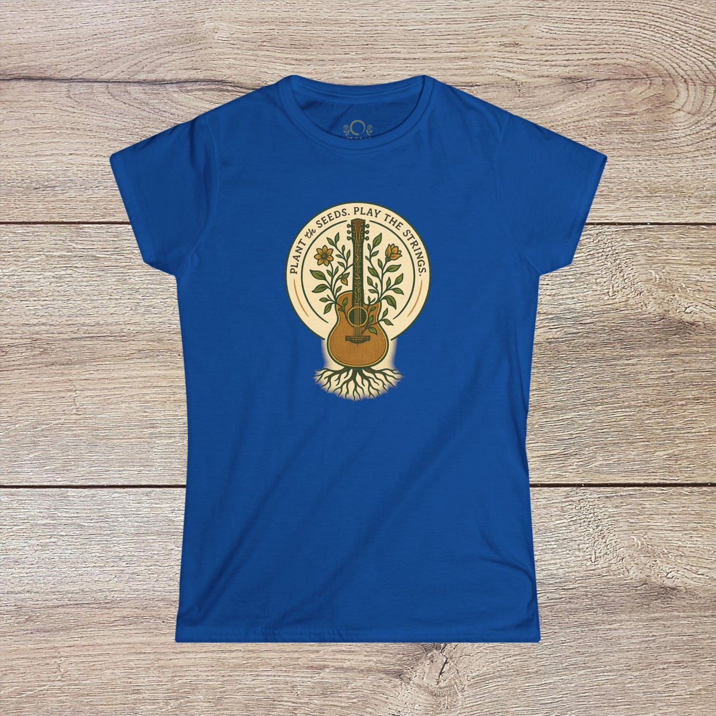 Vibrant Cozy Plant Guitar Sweatshirt in blue with kangaroo pocket and adjustable hood for a personalized fit - Ethically Made