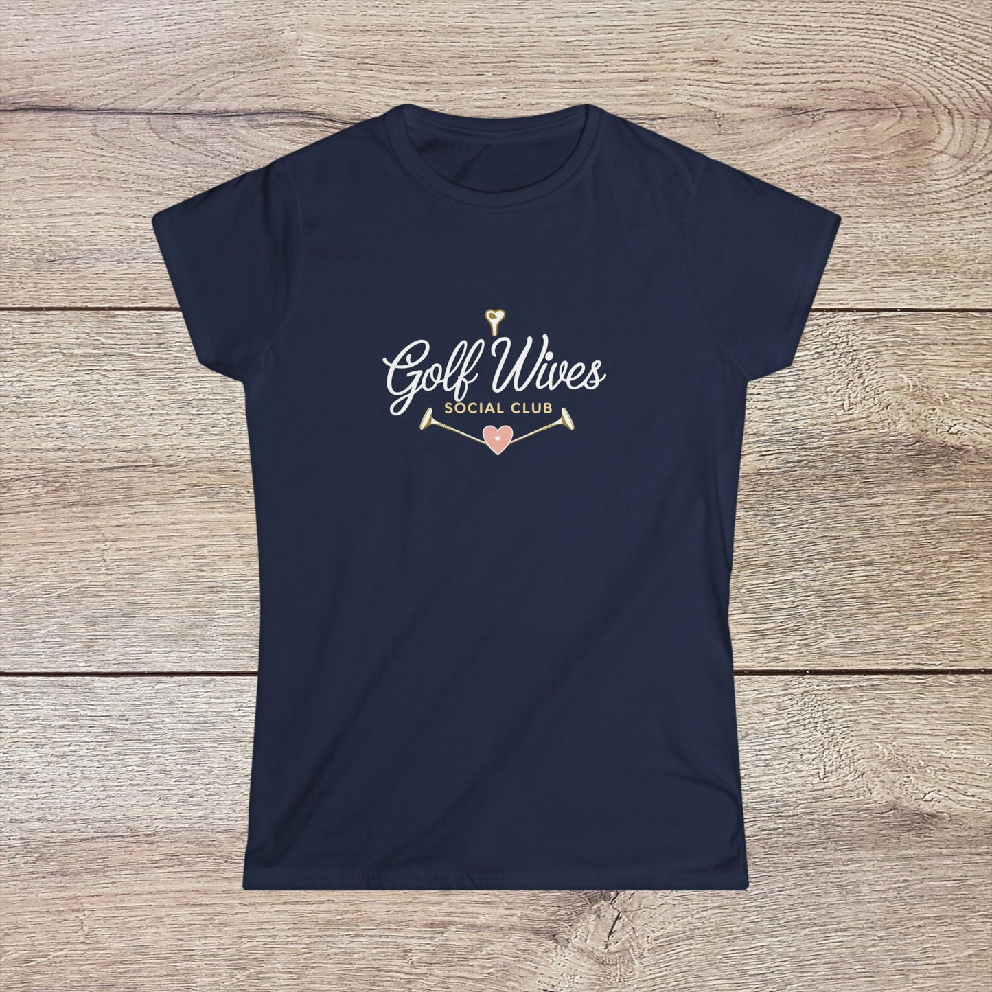 Golf Wives Social Club Tee in classic navy, crafted from soft, durable ring-spun cotton, ideal for comfortable wear on or off the golf course.