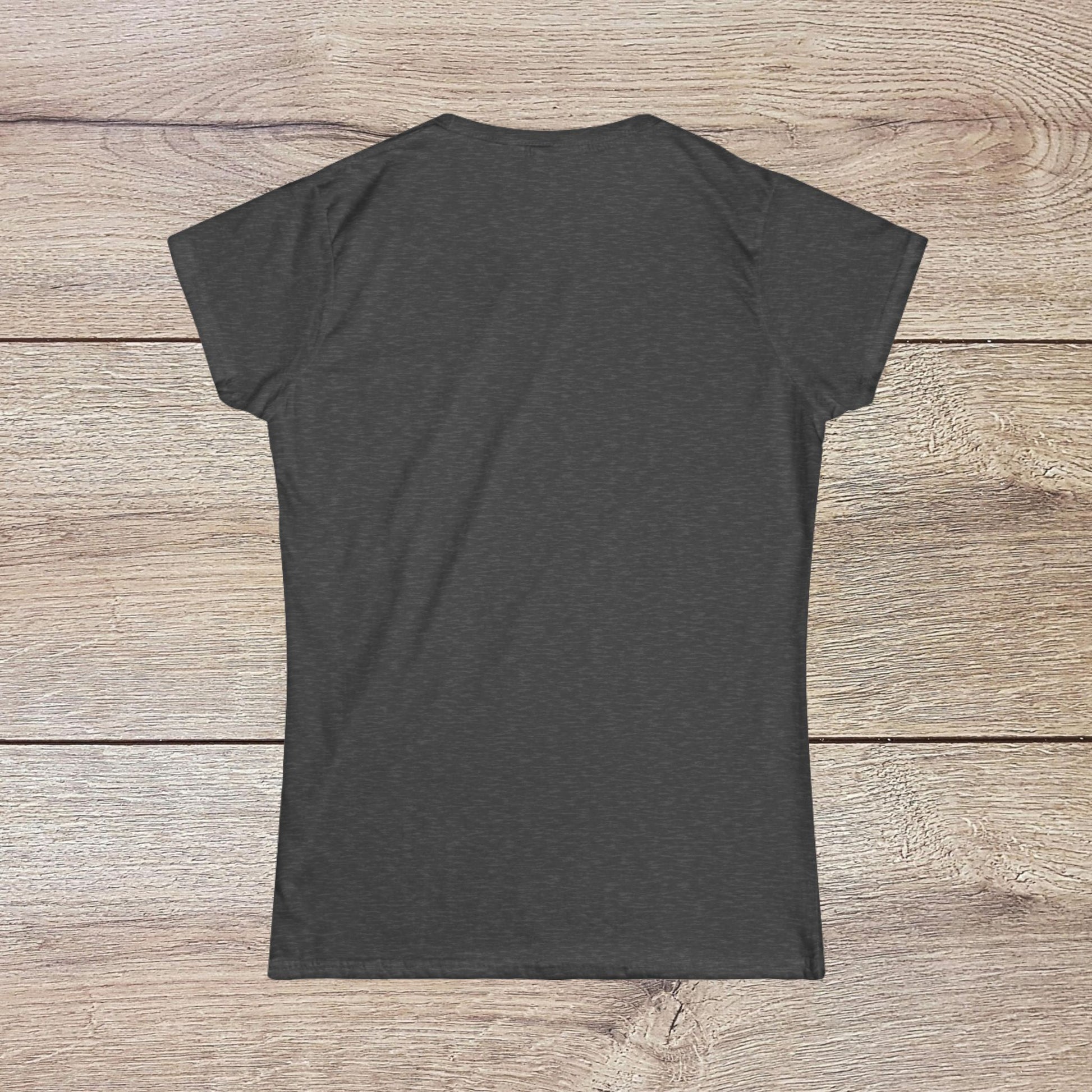 Back view of a Funny Pilates T-Shirt in dark gray color, designed for everyday comfort with durable shoulder tape.
