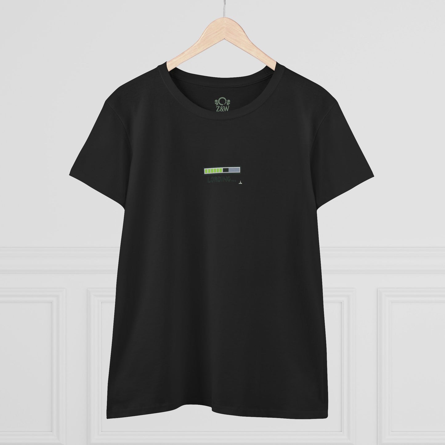 404 Y2K Graphic T-Shirt in black showcasing a minimalist 'LOADING...' graphic design. A stylish choice for comfortable and chic everyday wear.