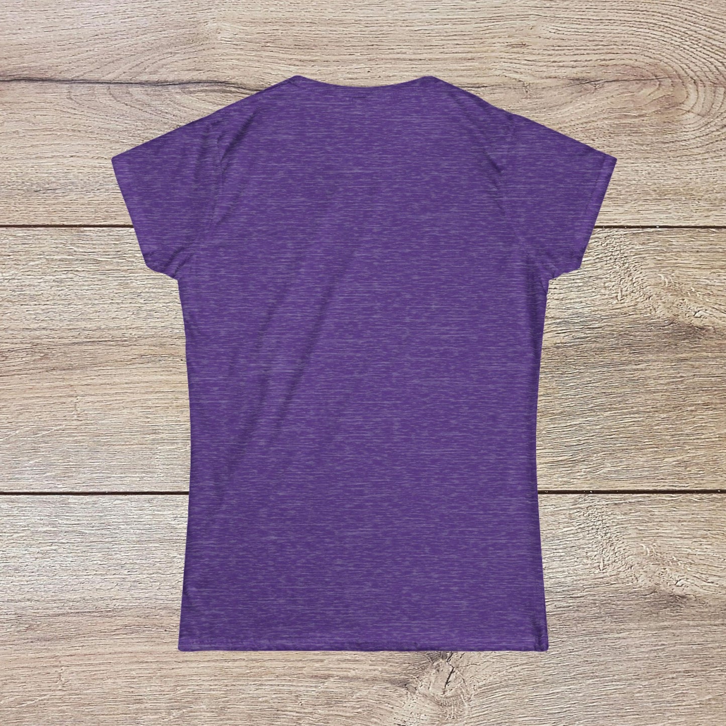 Back view of a purple Funny Pilates T-Shirt, emphasizing its comfortable classic fit and durable shoulder tape.