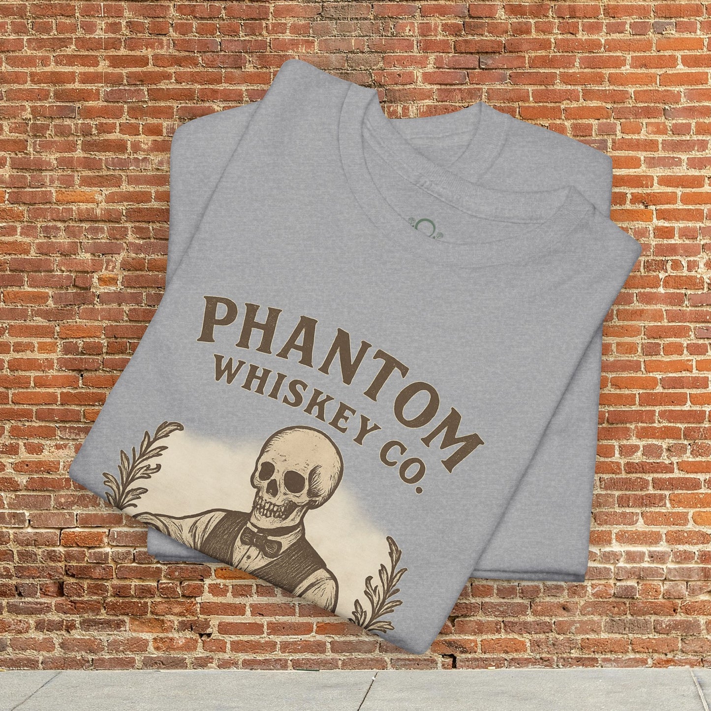 Vintage Skull Whiskey Lover Unisex Tee - Retro Casual Party Shirt featuring a skull design, ideal for Halloween gifts, on a heather gray background.