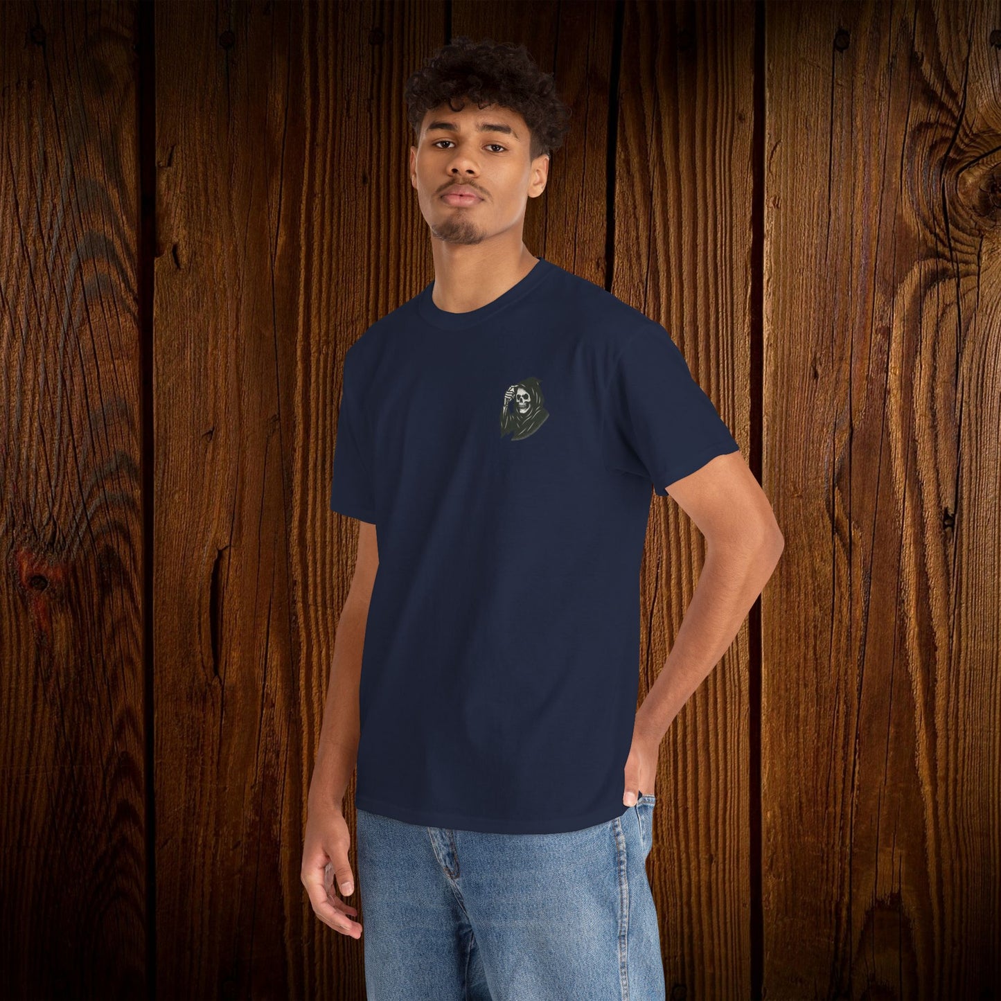 Spooky Halloween Graphic Tee - Unisex Cotton Shirt featuring a unique ghost print on the front, perfect for casual wear.