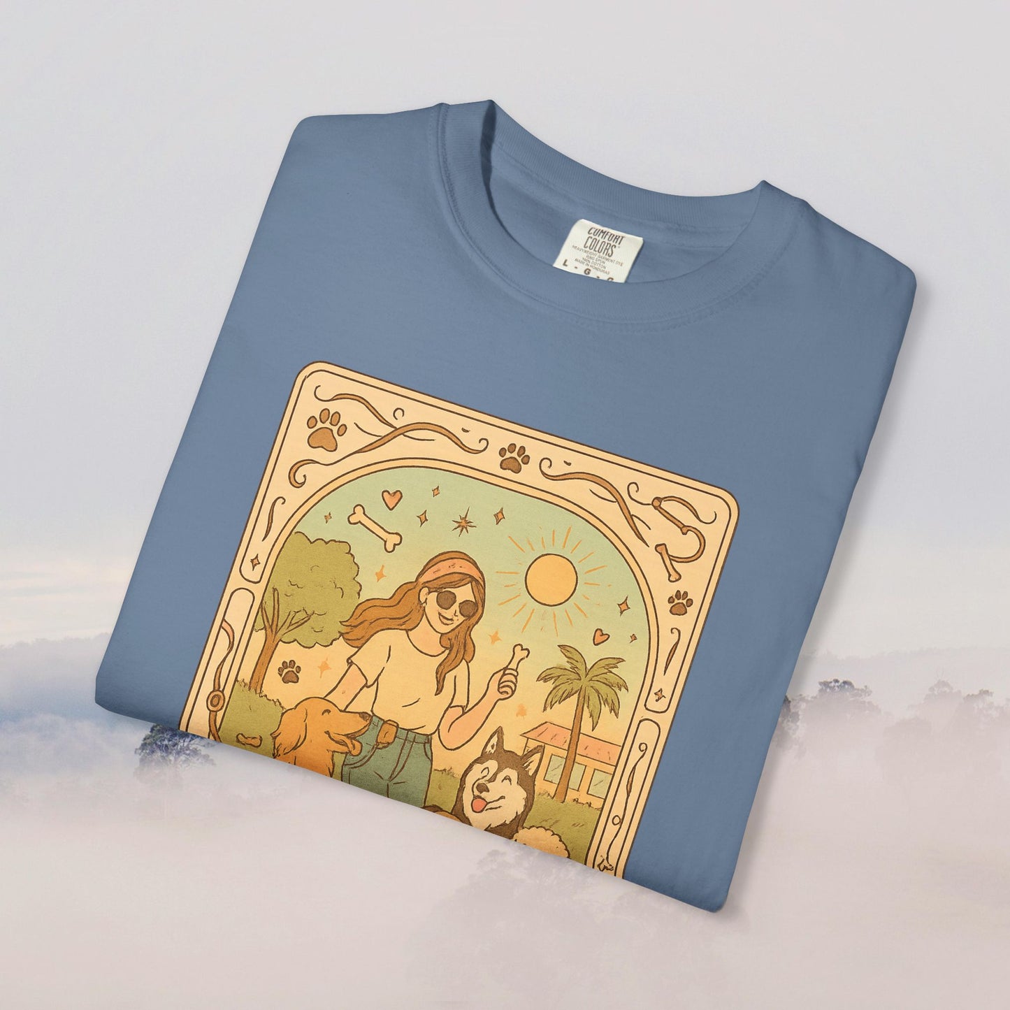 Animal Lover Tarot Tee in Light Blue Color - Made from 100% Cotton, Eco-Friendly and Comfortable, Sizes S to 4XL.
