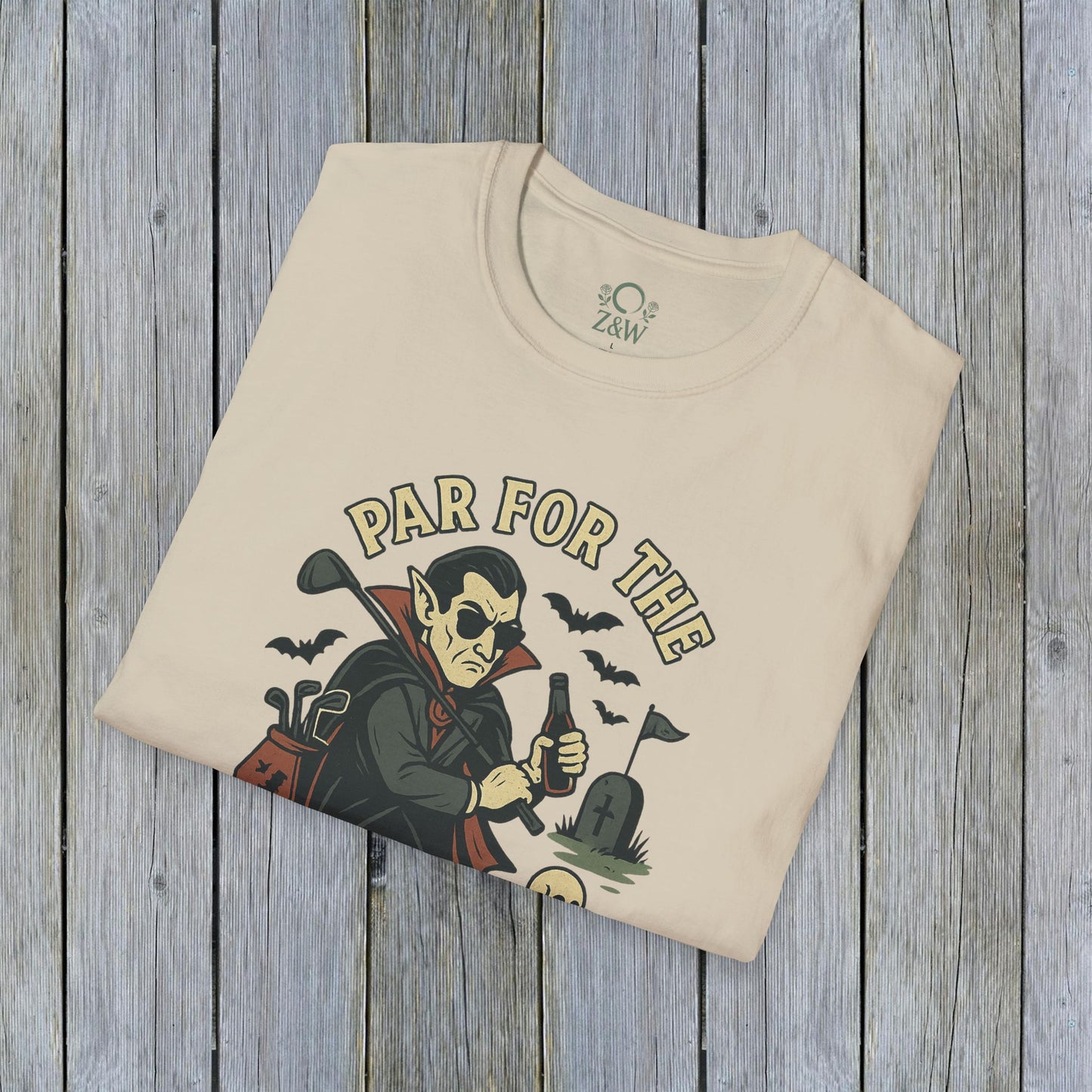 Funny Halloween Unisex T-Shirt featuring 'Par For The Curse' graphic design, perfect for spooky fall fashion.