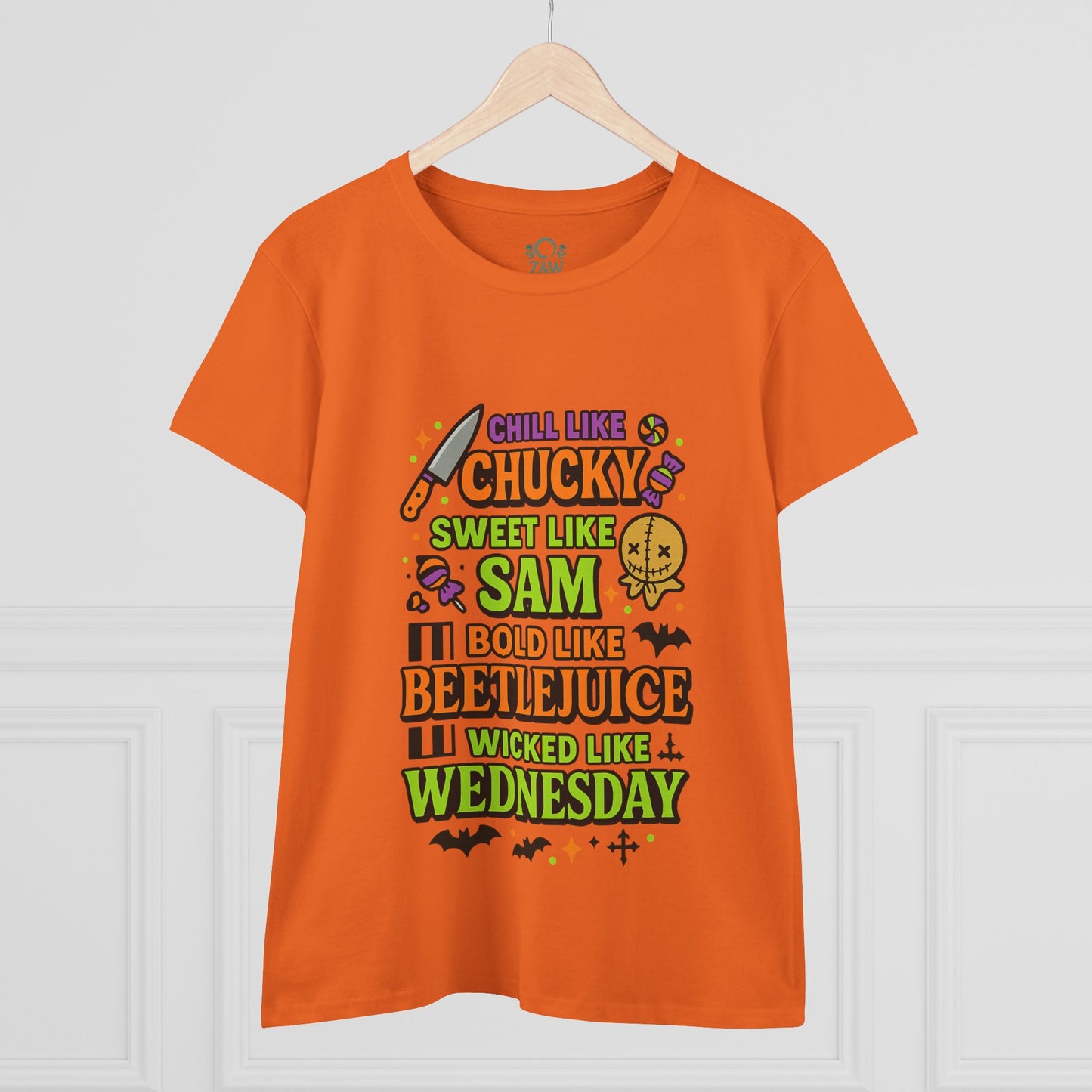 Spooktacular Horror Tee: Chill Like Chucky, Sweet Like Sam, Beetlejuice, Wednesday Addams, Halloween Shirt, Horror Fan Gift