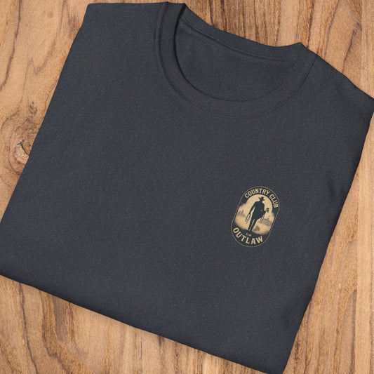 Vintage Southern Gentleman Golf Shirt displayed in a dark color with Country Club Outlaw logo, showcasing a classic fit and 100% cotton fabric.