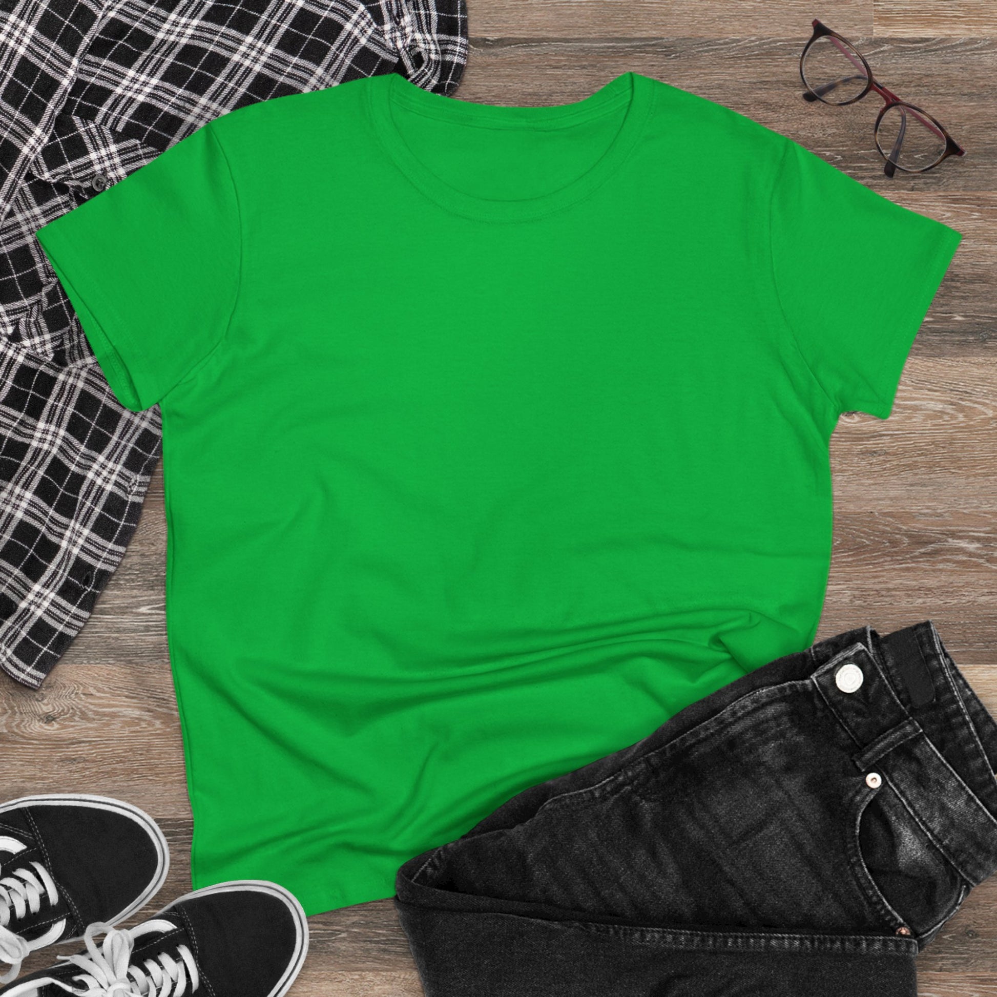 Unisex Dog Lover T-Shirt - Stylish green 100% cotton short sleeve tee laid flat with jeans and sneakers, perfect for casual outings.