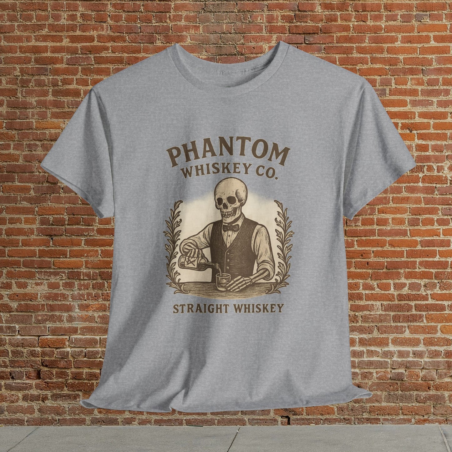 Vintage Skull Whiskey Lover Unisex Tee featuring a skeleton graphic and retro design, perfect for Halloween parties and casual wear, emphasizing a love for whiskey.