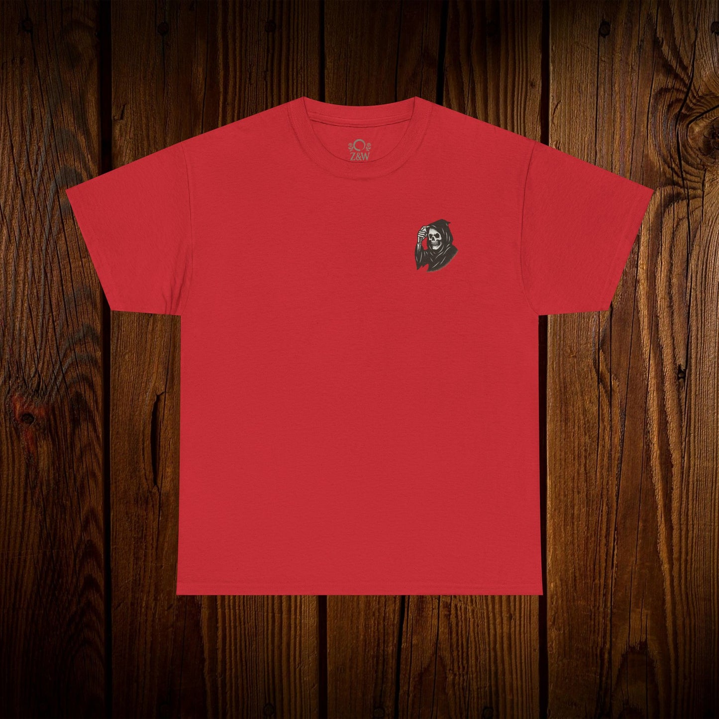 Spooky Halloween Graphic Tee - Unisex Cotton Shirt in vibrant red with a unique ghost design, a great choice for casual Halloween celebrations.