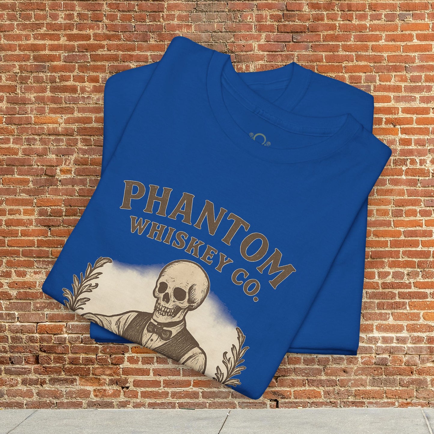 Vintage Skull Whiskey Lover Unisex Tee - Retro Casual Party Shirt in vibrant blue, designed with a skull motif, a great gift for whiskey enthusiasts this Halloween.