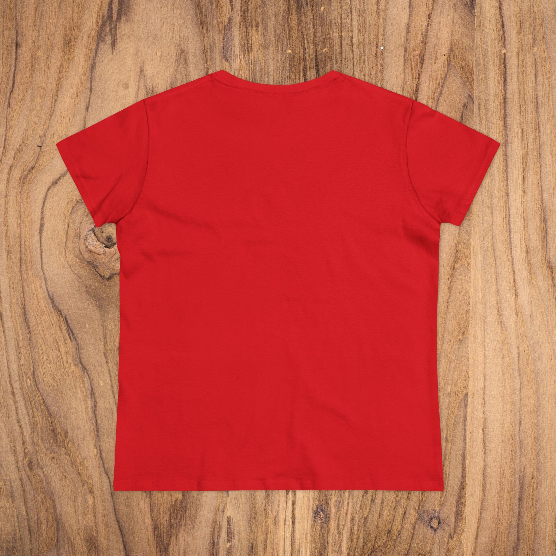 Sunflower & Butterflies Cotton Tee for Women - Back view of a red short sleeve tee showcasing a stylish, durable, and breathable design, perfect for casual wear.