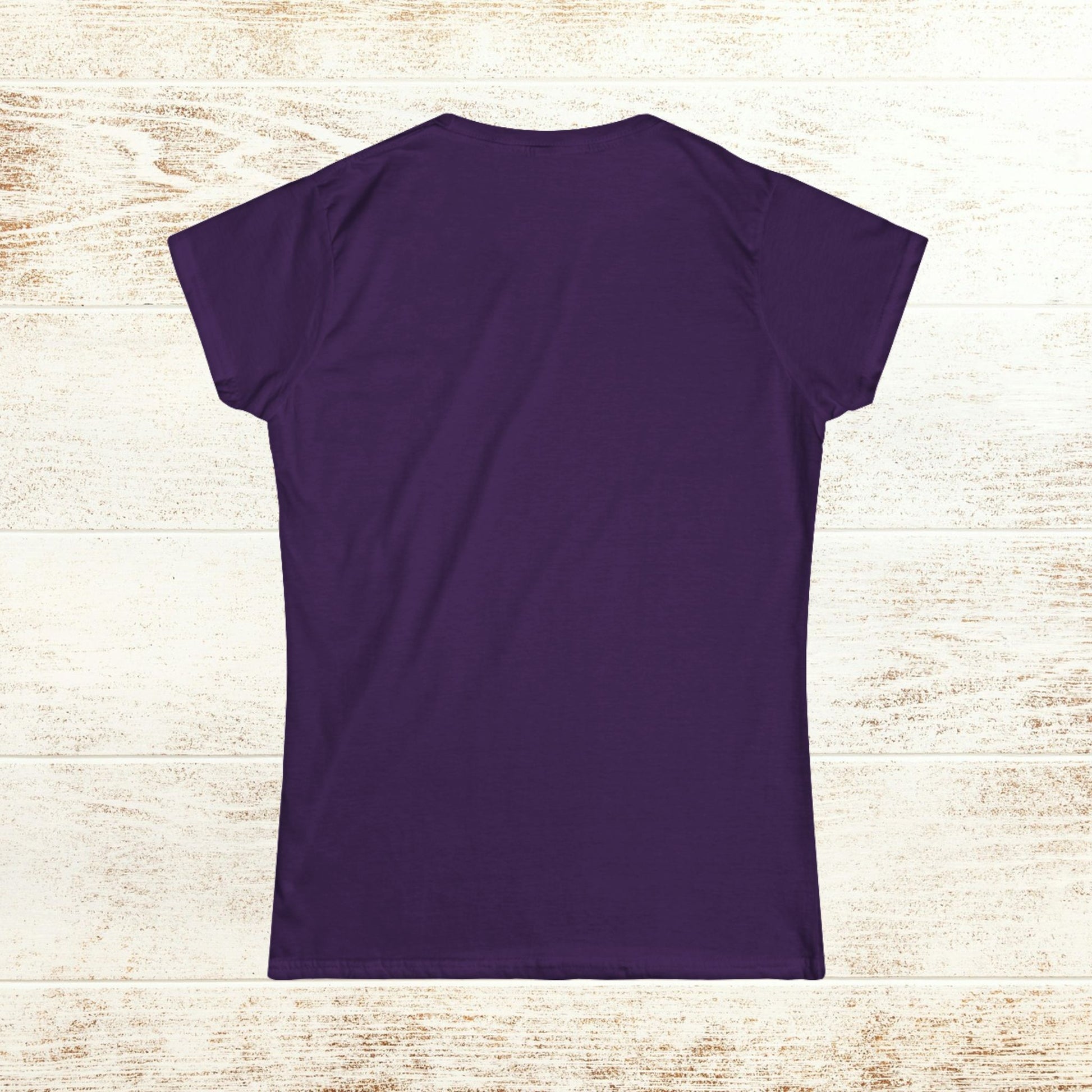 Back view of the No Bad Vibes Tee in solid purple, illustrating the stylish seamless design that reduces fabric waste.