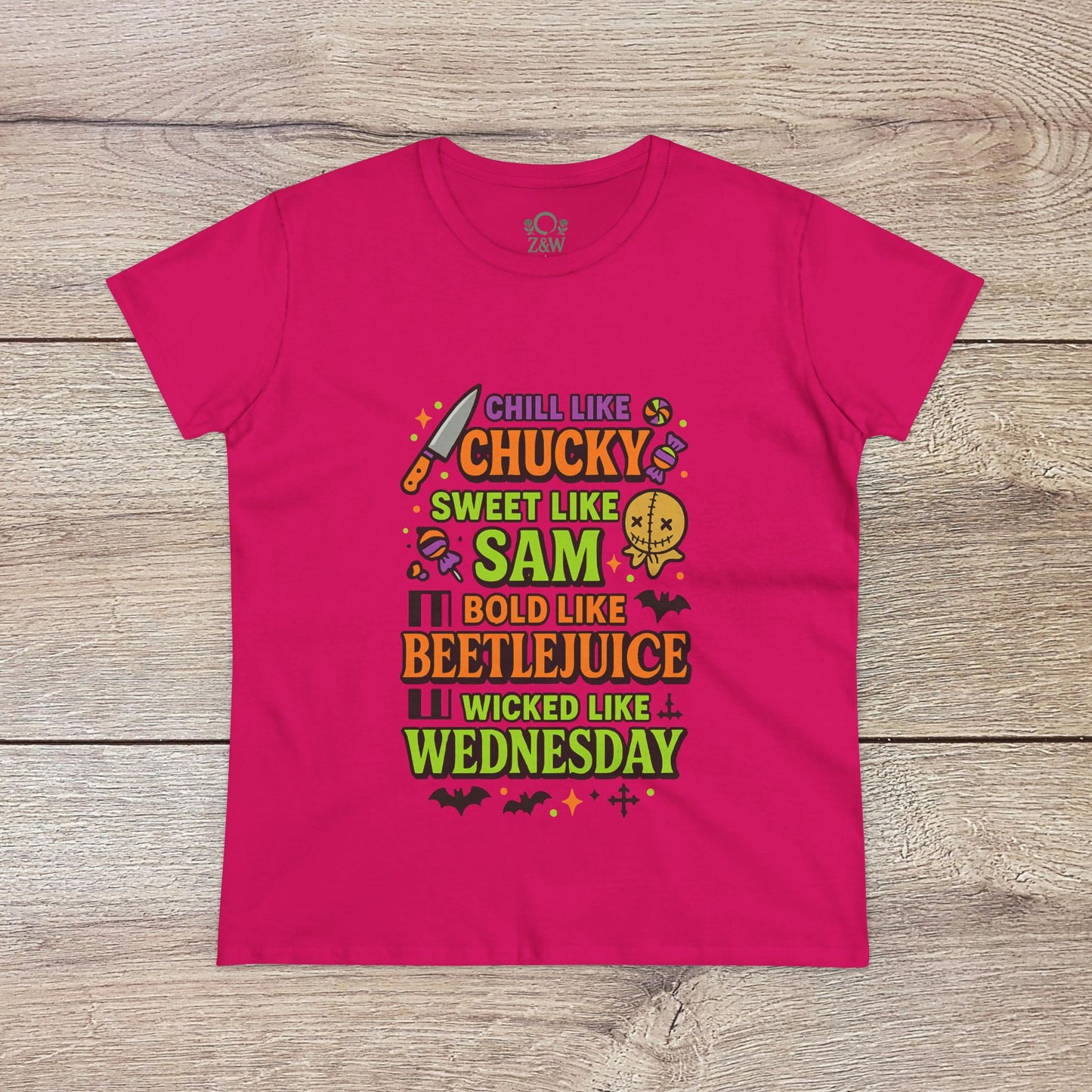 Spooktacular Horror Tee: Chill Like Chucky, Sweet Like Sam, Beetlejuice, Wednesday Addams, Halloween Shirt, Horror Fan Gift