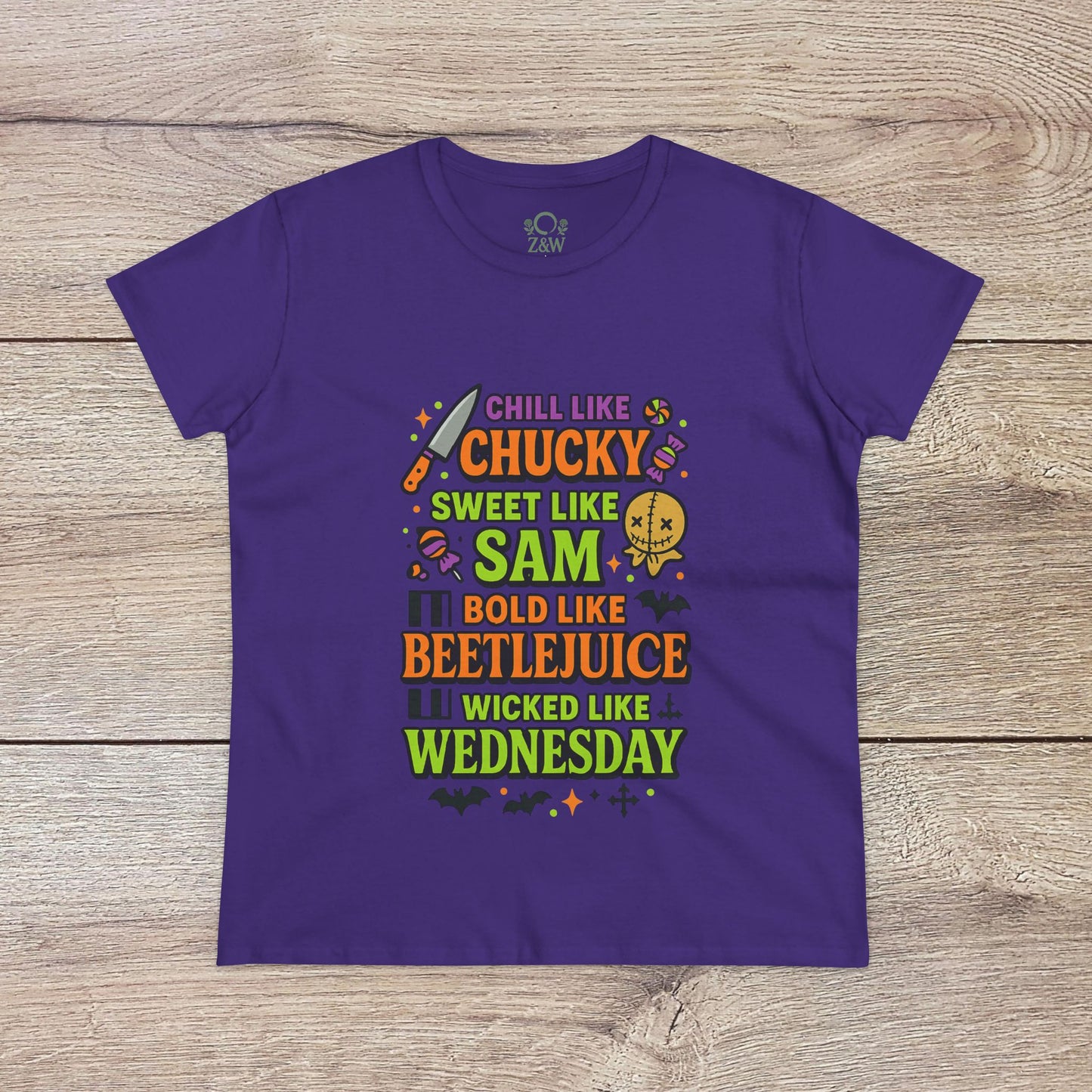 Spooktacular Horror Tee: Chill Like Chucky, Sweet Like Sam, Beetlejuice, Wednesday Addams, Halloween Shirt, Horror Fan Gift