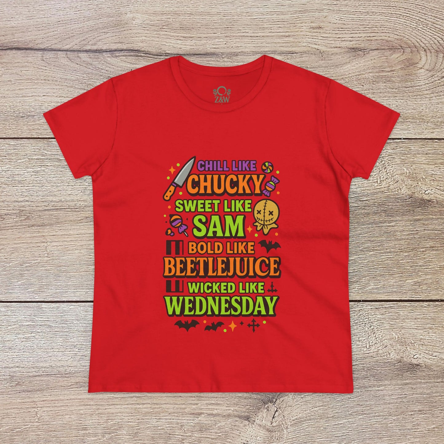 Spooktacular Horror Tee: Chill Like Chucky, Sweet Like Sam, Beetlejuice, Wednesday Addams, Halloween Shirt, Horror Fan Gift