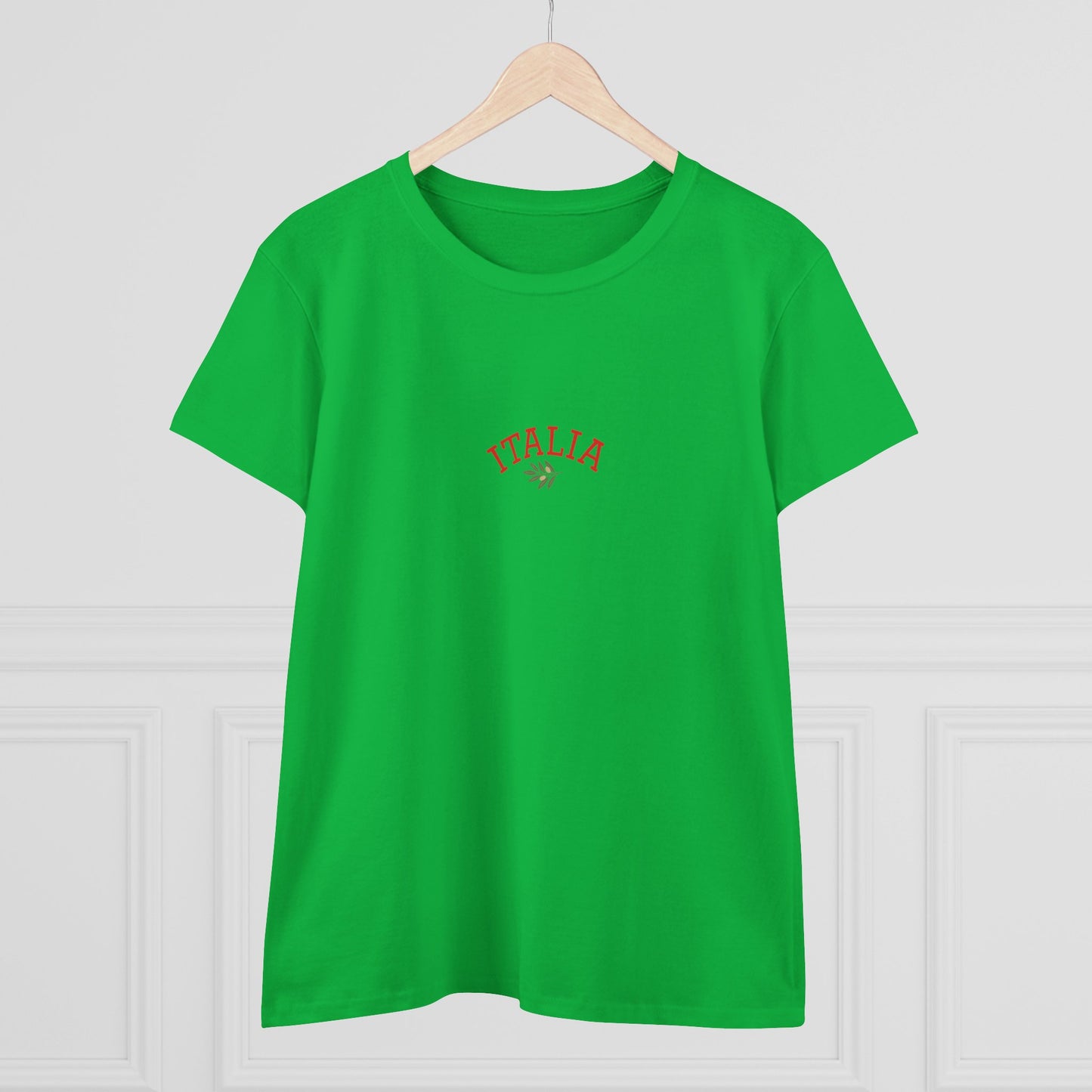 Unisex Ultra Cotton Tee with Italian Heritage Design in vibrant green, perfect for casual adventures, featuring 'ITALIA' printed on the front.