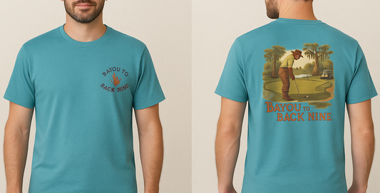 Bayou To Back Nine Softstyle Golf Tee featuring a classic crew neckline design, ideal for casual outings and relaxed style.