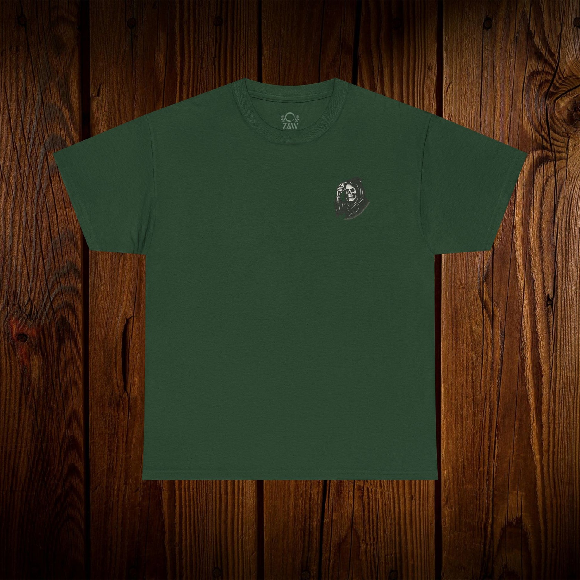 Spooky Halloween Graphic Tee in green color - Unisex cotton shirt showcasing a unique ghosts print, designed for comfortable casual wear this Halloween.