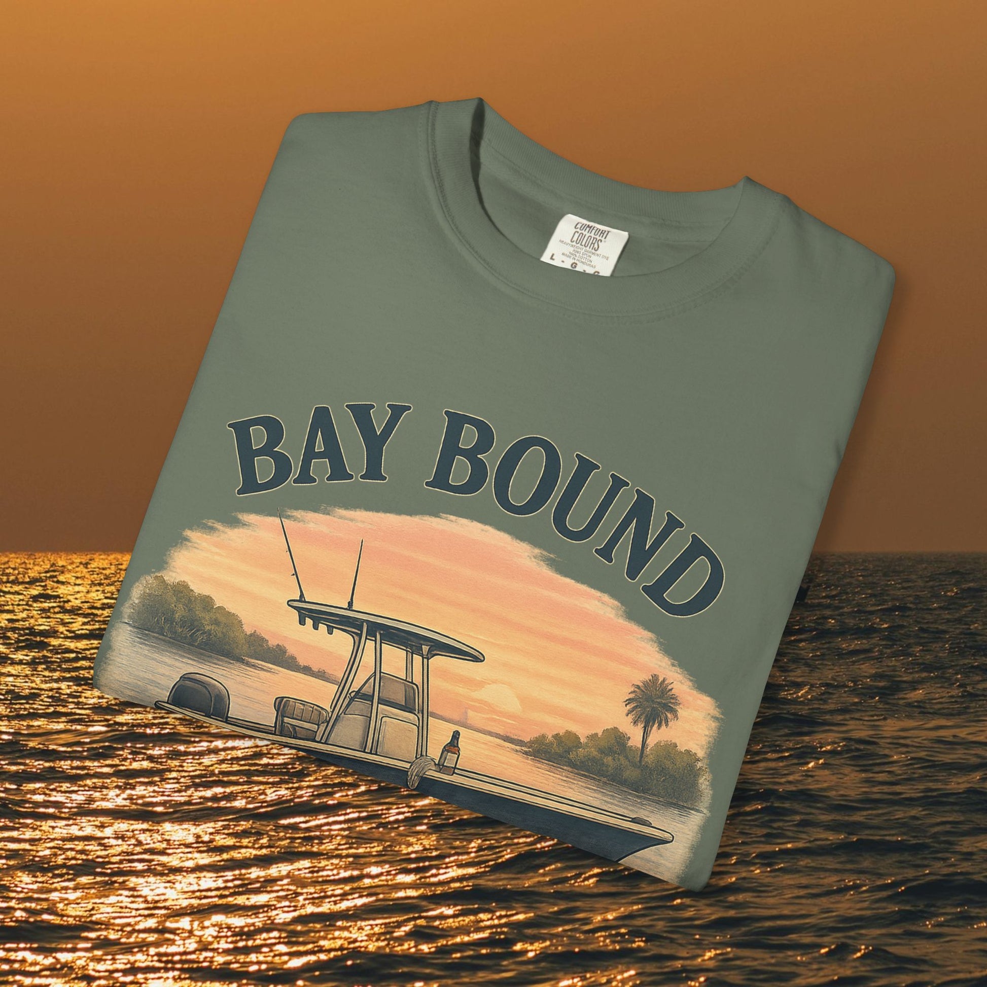 Bay Bound T-Shirt for Summer showcasing unique boating design, ideal for outdoor enthusiasts, available in sizes S-4XL.