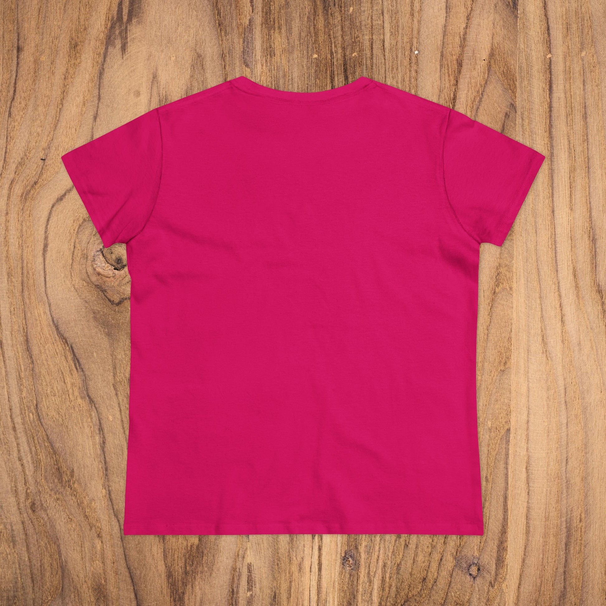 Back view of the Sunflower & Butterflies Cotton Tee for Women in rich magenta, highlighting its soft cotton material for ultimate comfort.