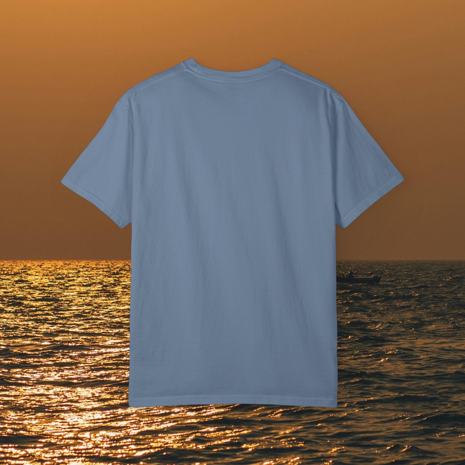 Back view of the Boating T-Shirt For Summer in light blue, showcasing its soft cotton fabric for ultimate comfort.