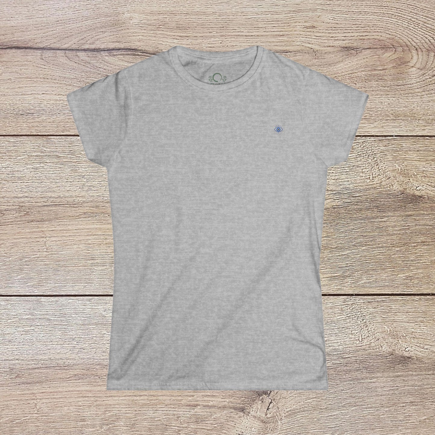Ladies' V-Neck T-Shirt in gray - Soft and breathable 100% Cotton Tee with a chic graphic, ideal for everyday wear.