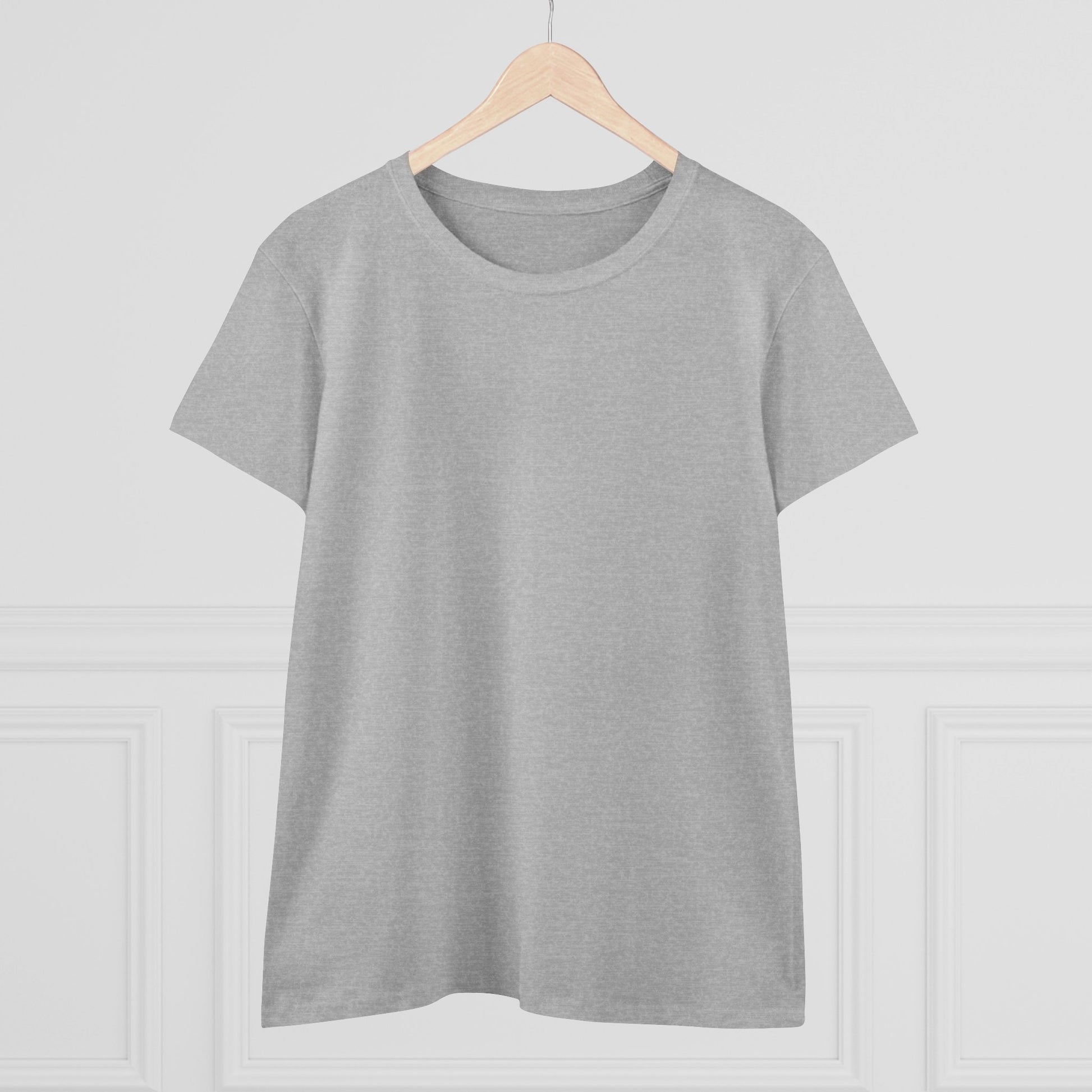 Plain grey Unisex Dog Lover T-Shirt on a wooden hanger, emphasizing its soft texture and casual design for relaxed outings.