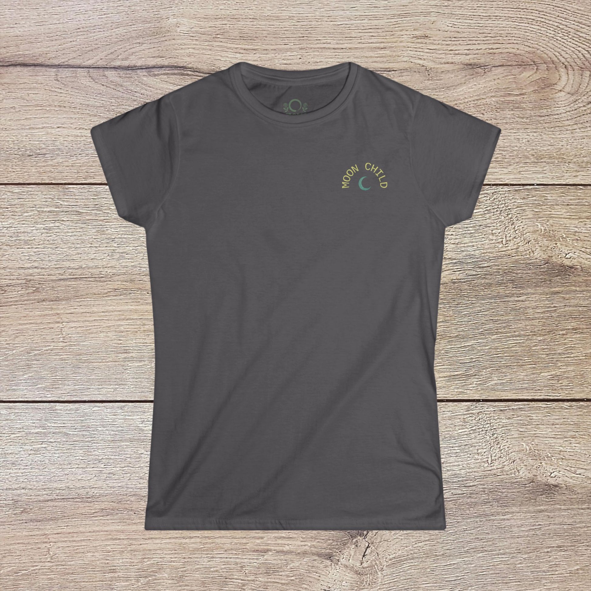 Moon Child T-Shirt in dark gray - Soft Slim-Fit Tee for Dreamers, ideal as a gift for any event.