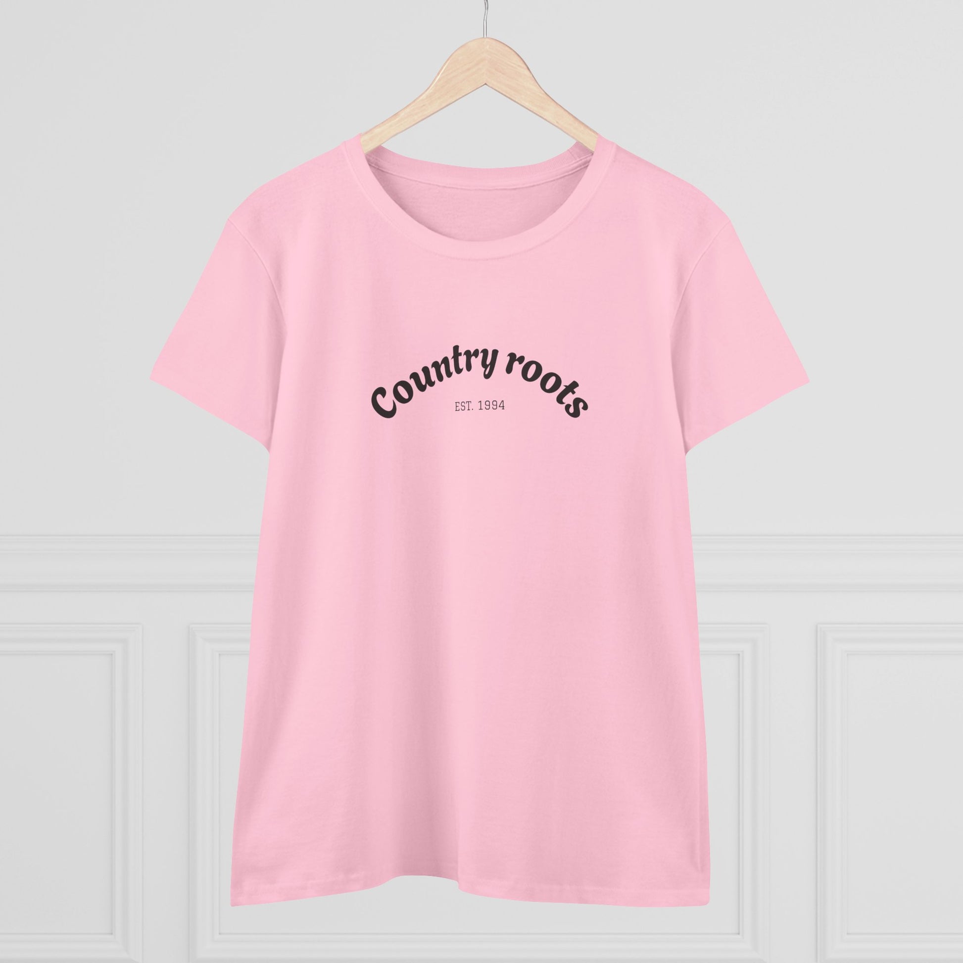 Country Roots Cowgirl Tee in soft pink, designed for comfort and style, ready for any casual occasion.