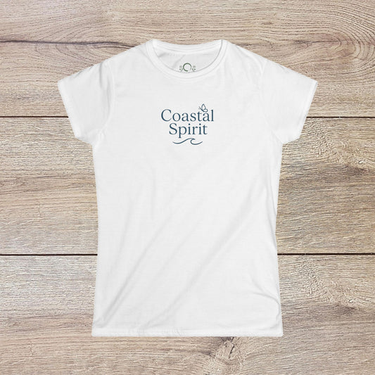 Women's Coastal Spirit Midweight Cotton Tee featuring a stylish design on a soft, breathable white fabric, perfect for beachwear and casual outings.