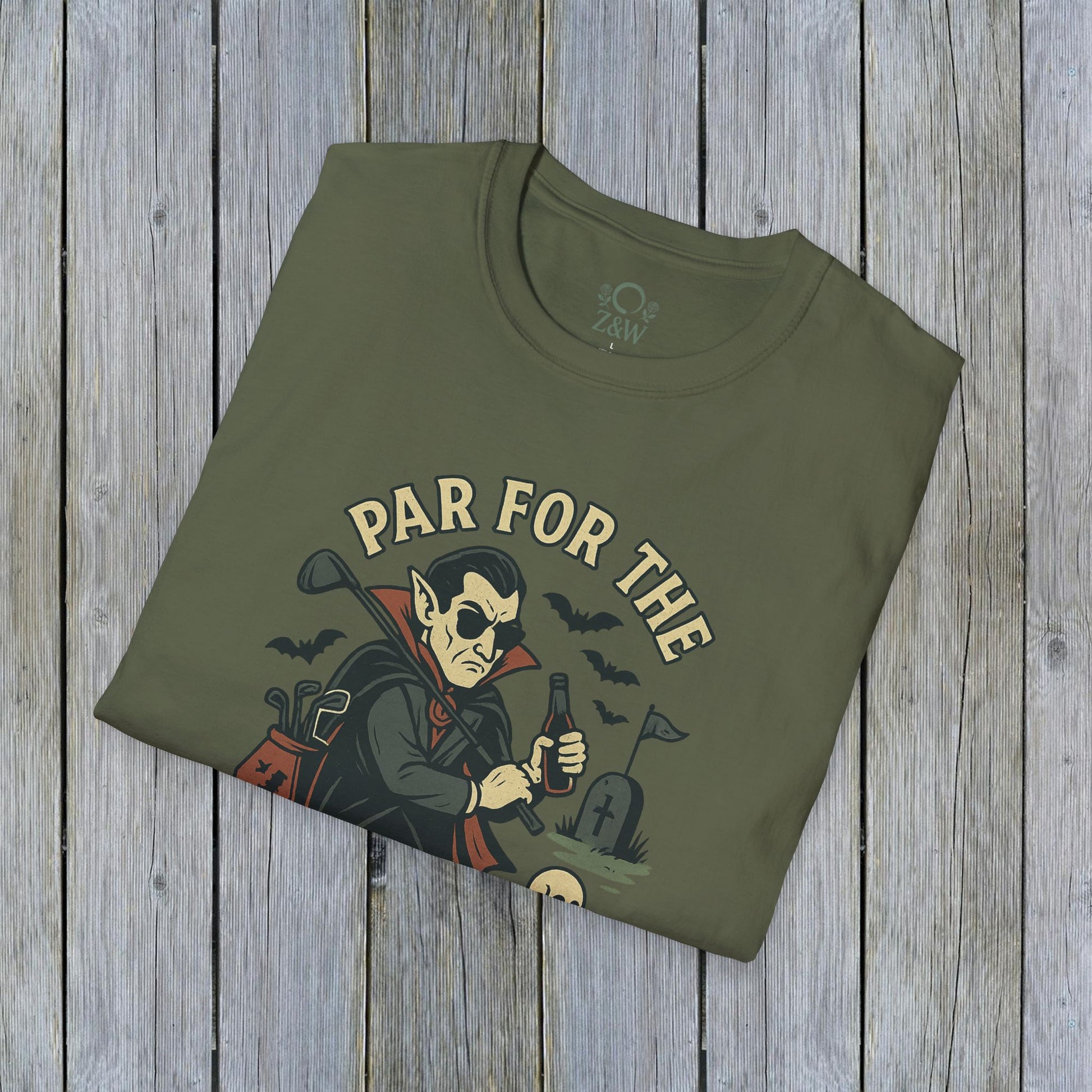 Funny Halloween Unisex T-Shirt featuring 'Par For The Curse' graphic design, perfect for spooky fall fashion.