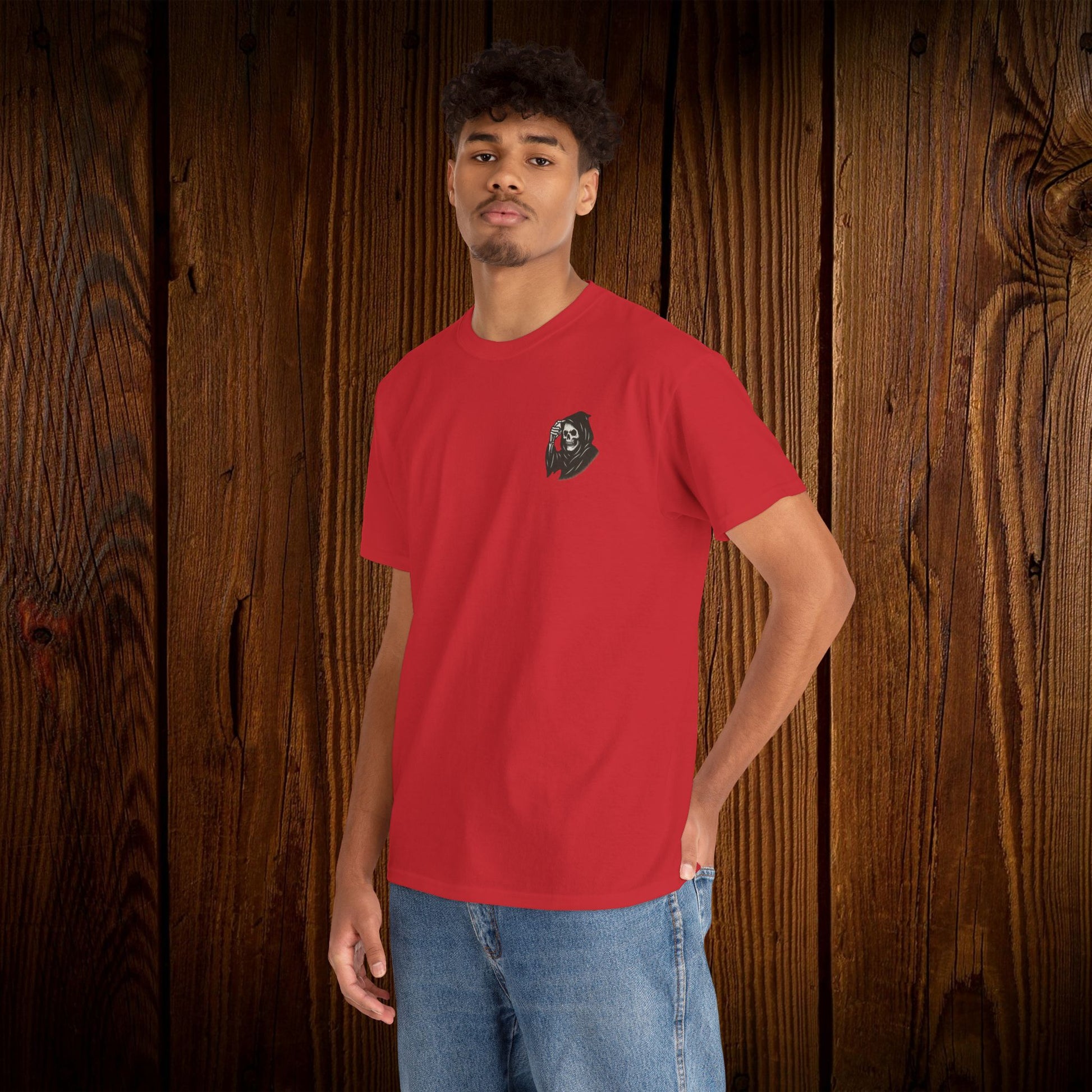 Spooky Halloween Graphic Tee - Unisex Cotton Shirt showcasing a stylish design featuring a spooky ghost, perfect for casual Halloween wear.