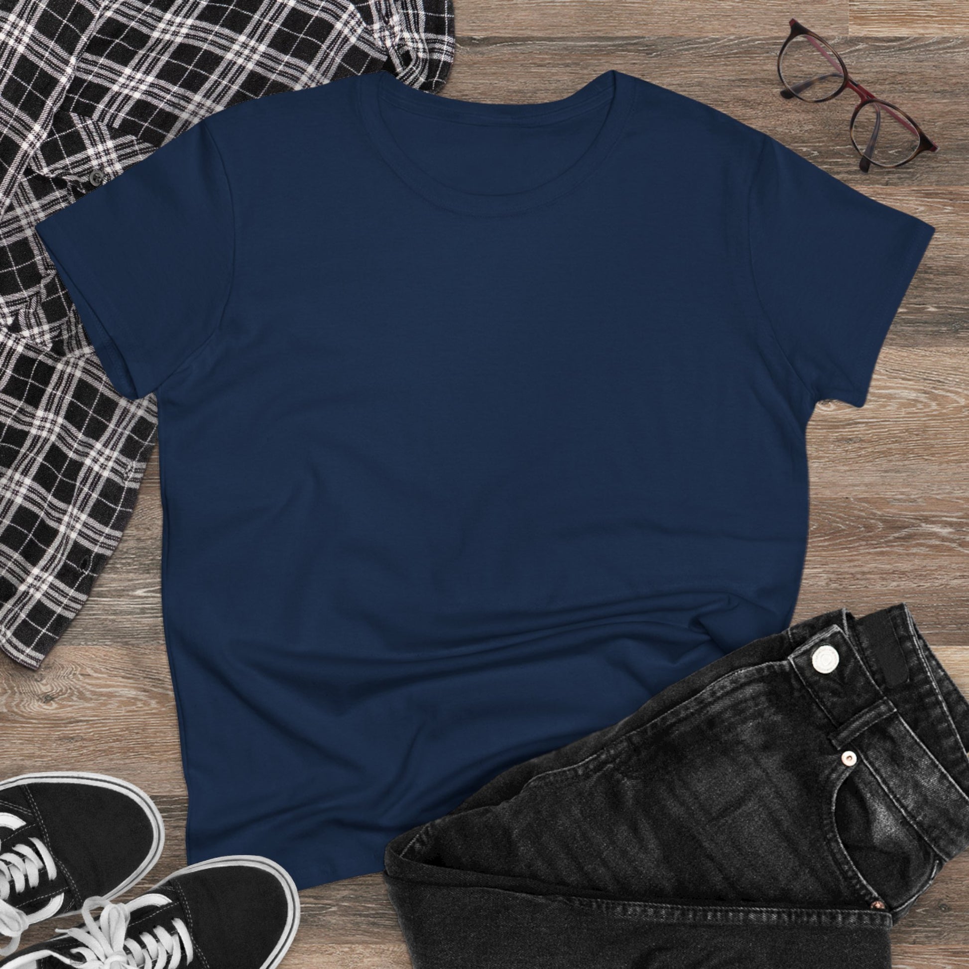 Unisex Dog Lover T-Shirt styled with casual wear in navy blue - 100% Cotton Soft Short Sleeve Tee for Casual Comfort, great for everyday fashion.