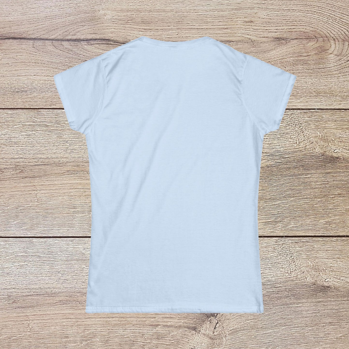 Back view of a Funny Pilates T-Shirt in light blue color, perfect for a classic fit and casual wear with durable shoulder tape.